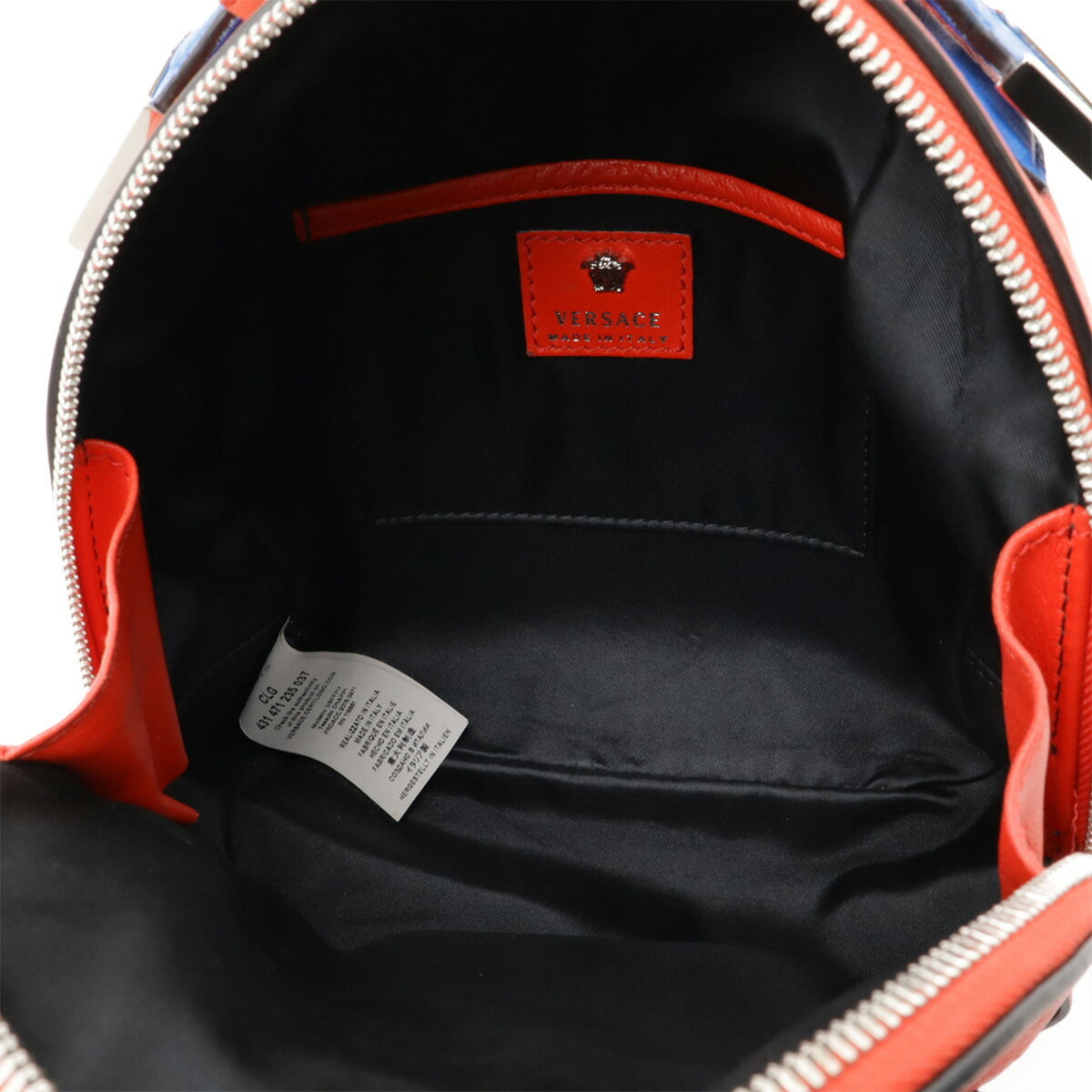 Versace Blue Red Color Leather Backpack (Pre-Owned)