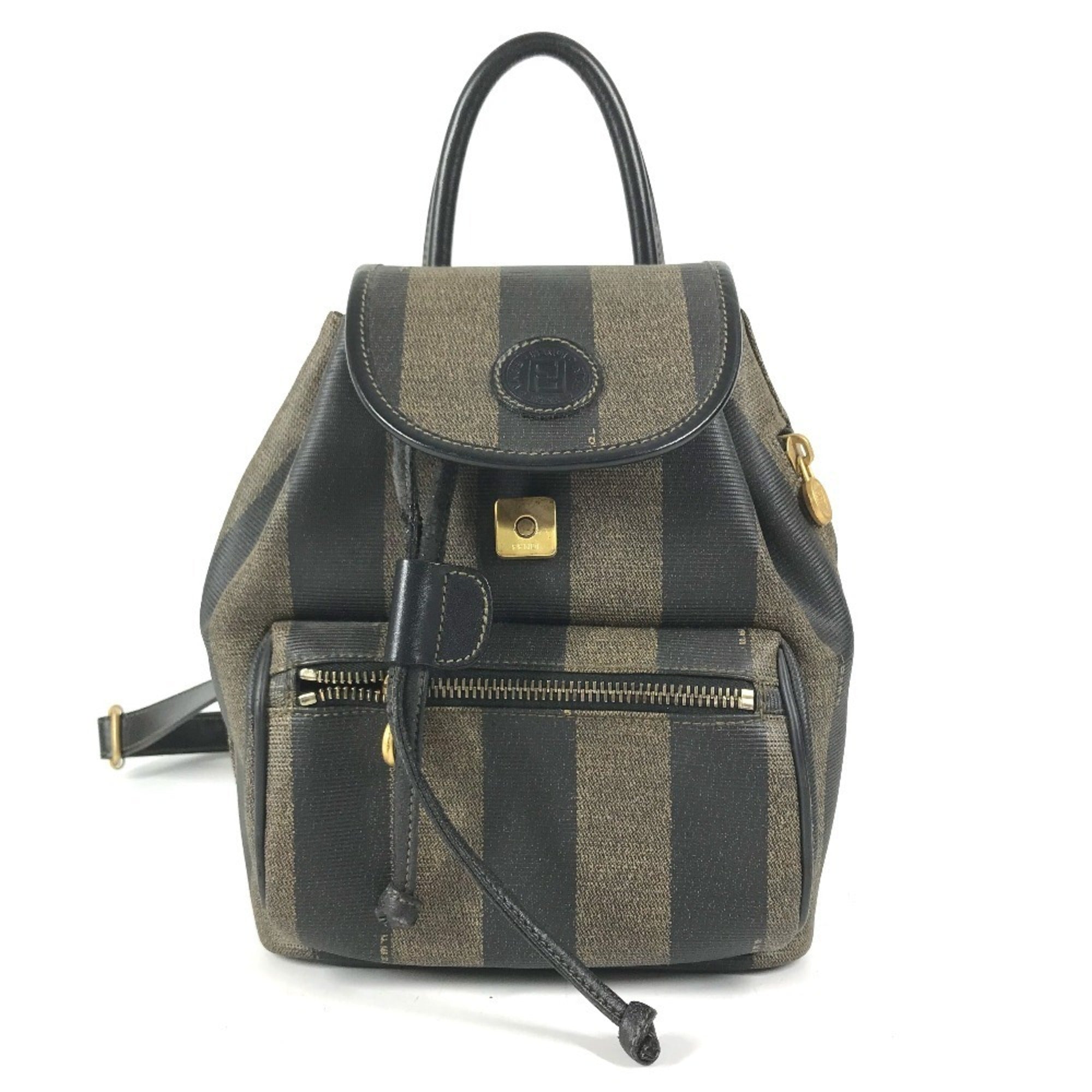 Fendi Black Khaki Pvc Leather Backpack (Pre-Owned)