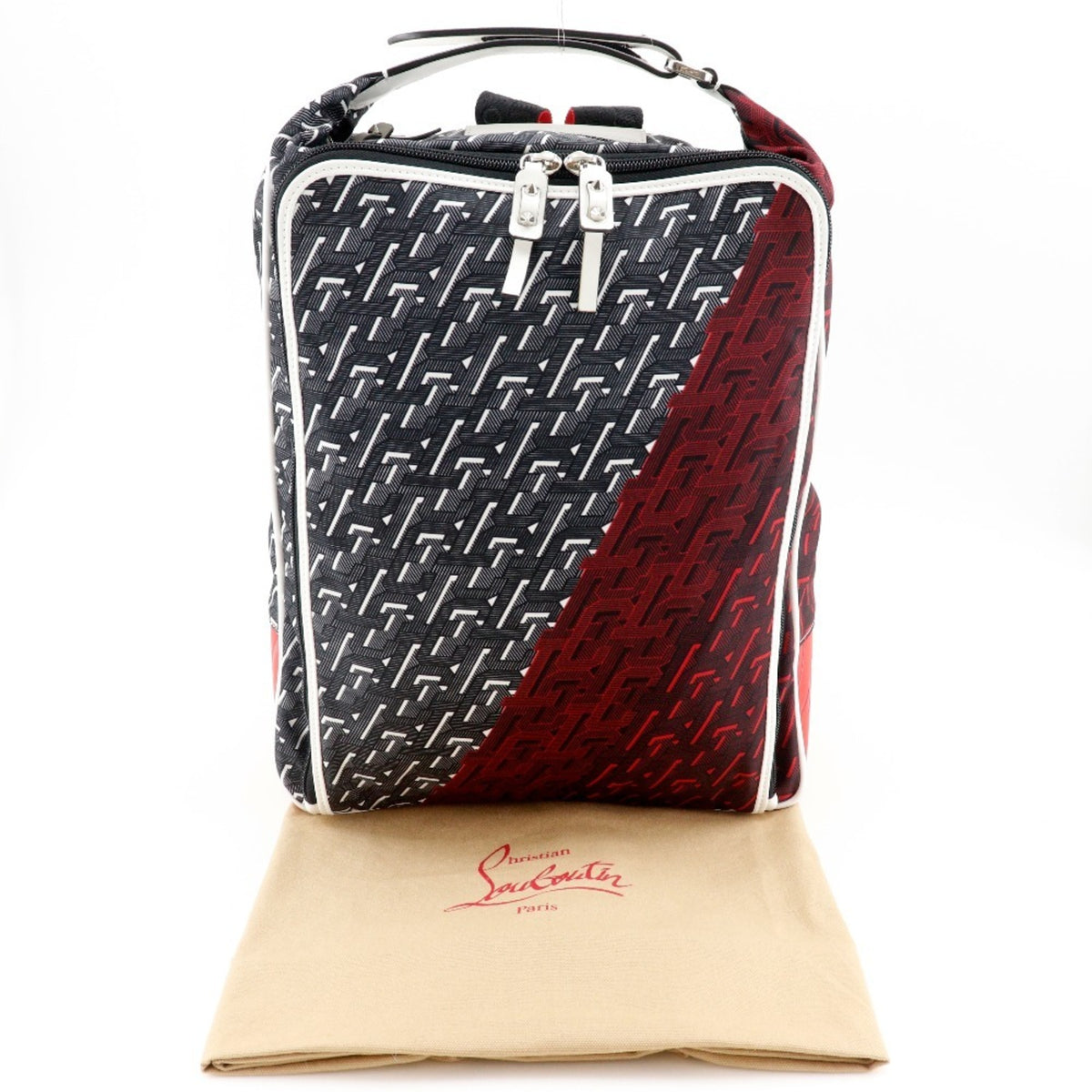 Christian Louboutin Black Red Color Nylon Backpack (Pre-Owned)