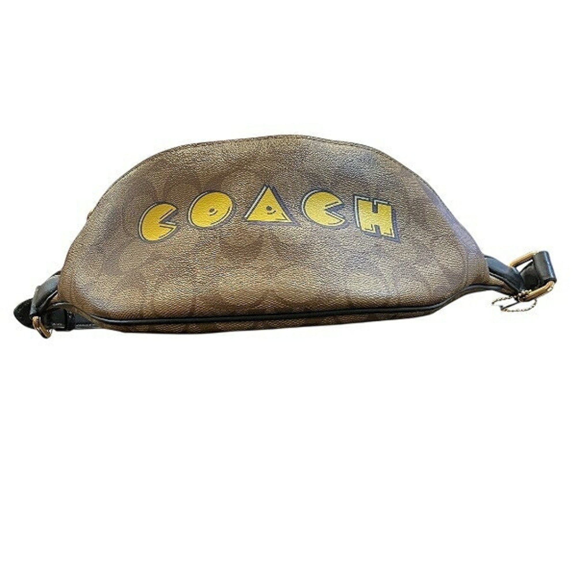 Coach Black Brown Signature Line Pvc Fanny Pack (Pre-Owned)
