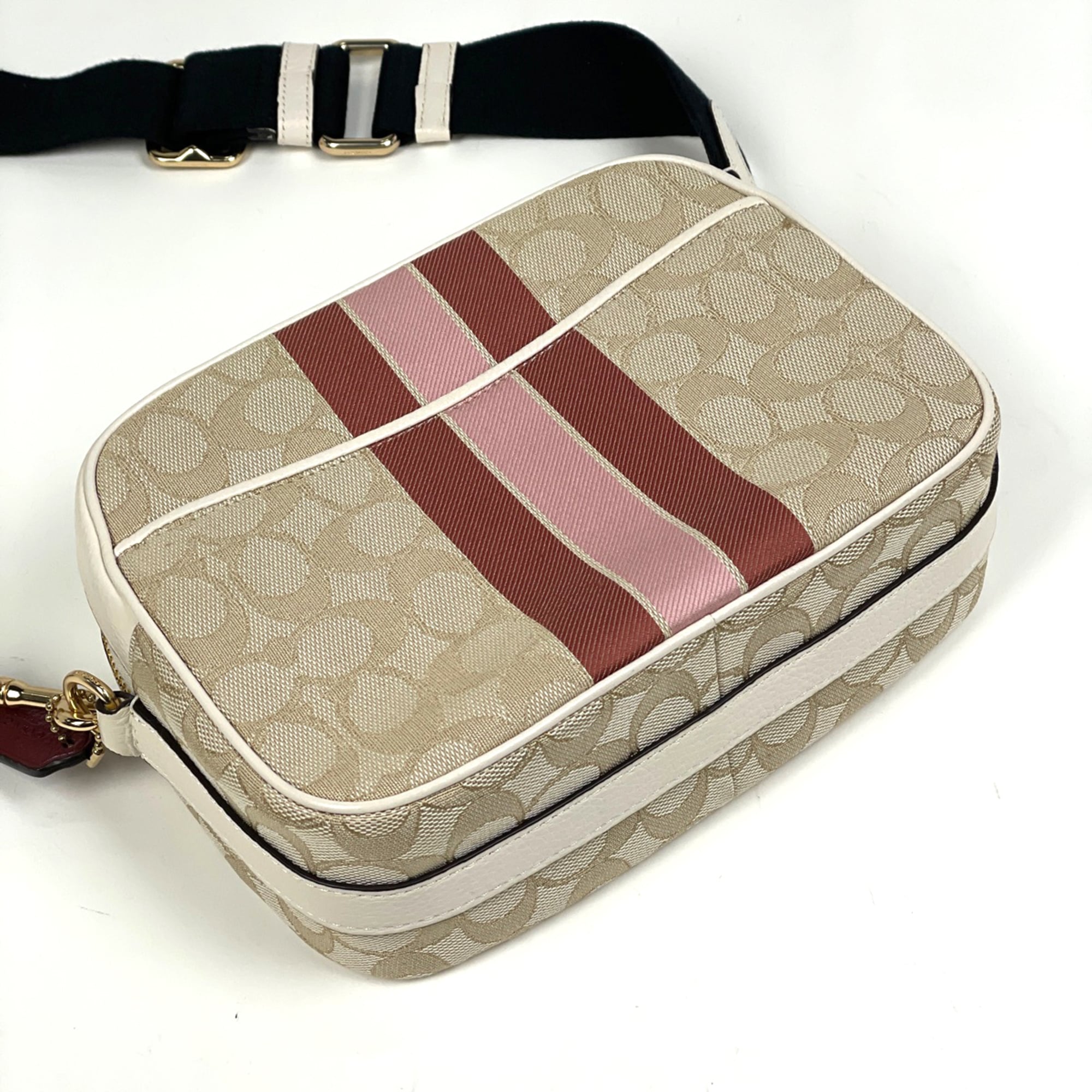 Coach Signature Beige Canvas Leather Shoulder Bag (Pre-Owned)