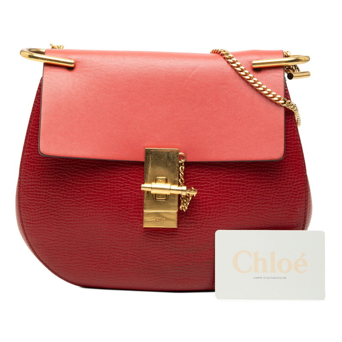 Chloé Drew Red Color Leather Shoulder Bag (Pre-Owned)