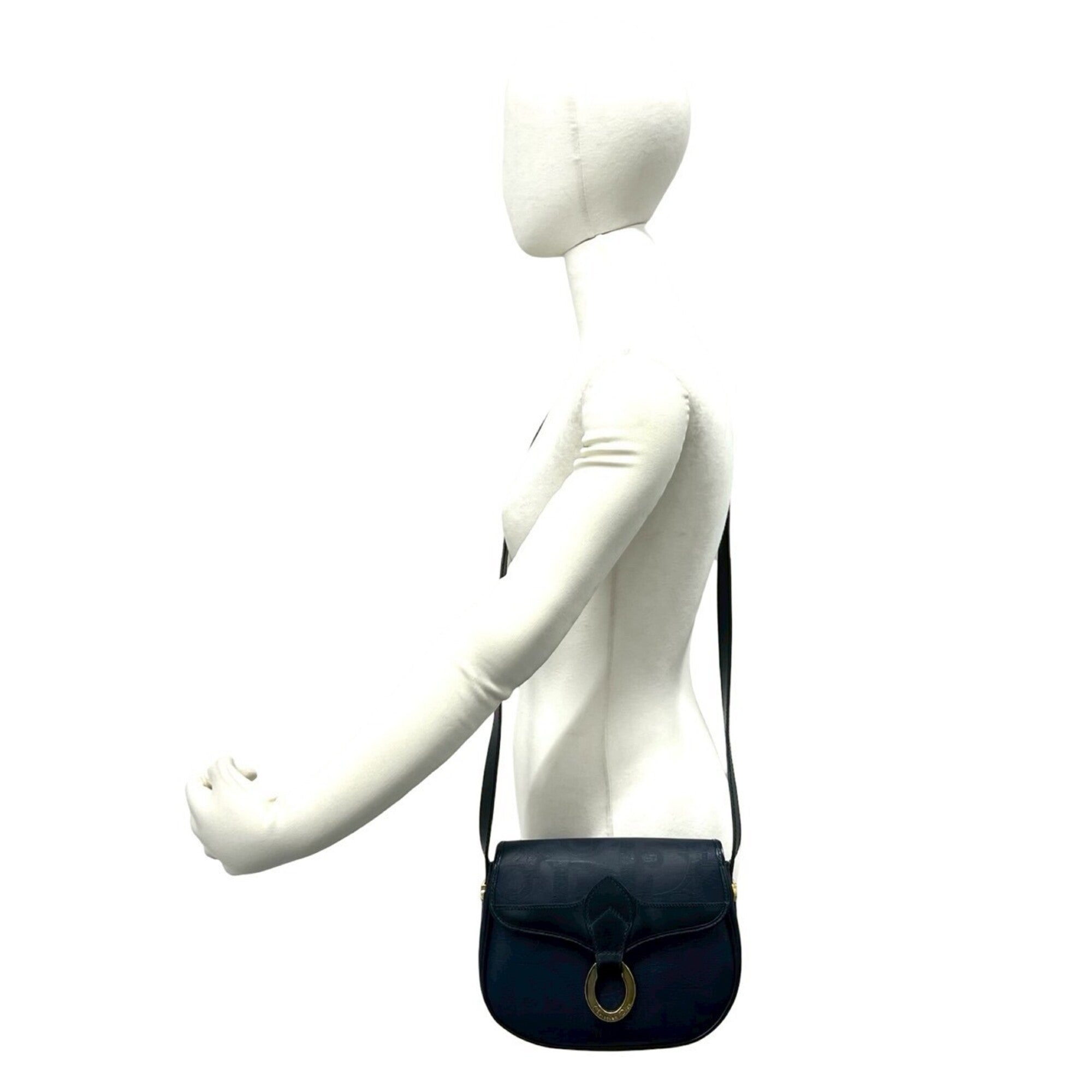 Christian Dior Navy Pvc Leather Pochette Shoulder Bag (Pre-Owned)