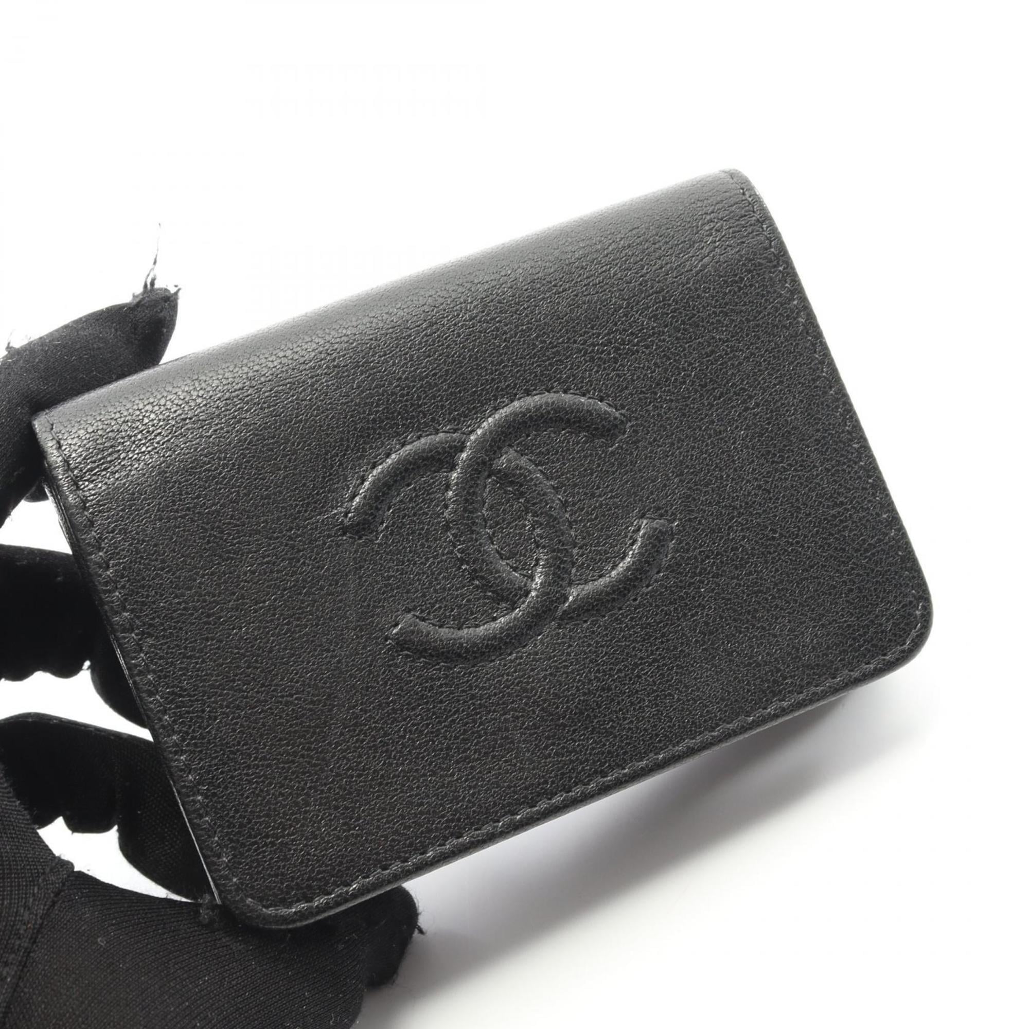 Chanel Black Leather Wallet (Tri-Fold) (Pre-Owned)