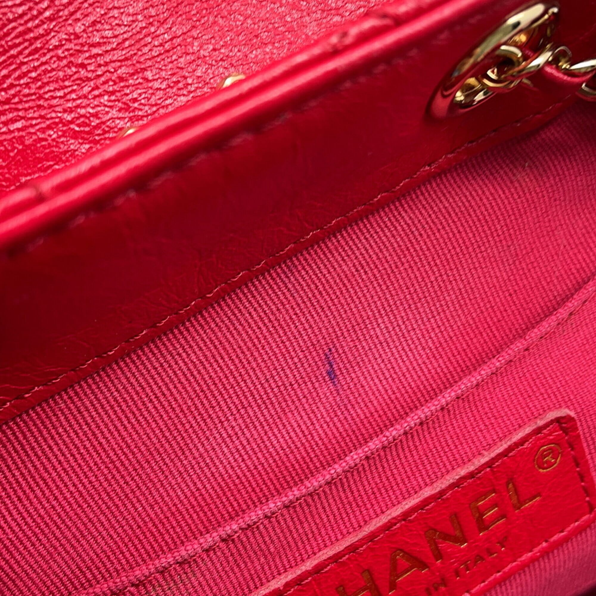Chanel Matelasse Red Color Leather Backpack (Pre-Owned)