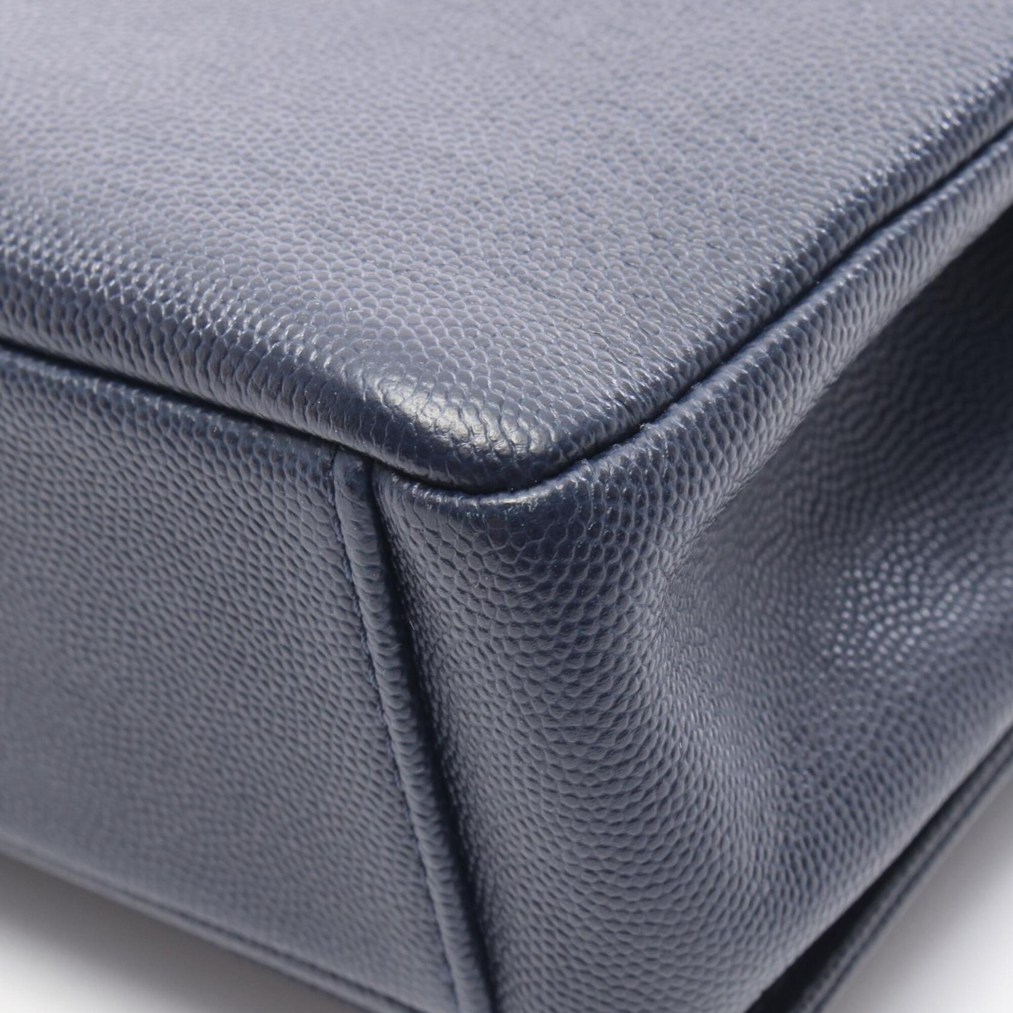 Chanel Navy Grained Calfskin Handbag Shoulder Bag (Pre-Owned)