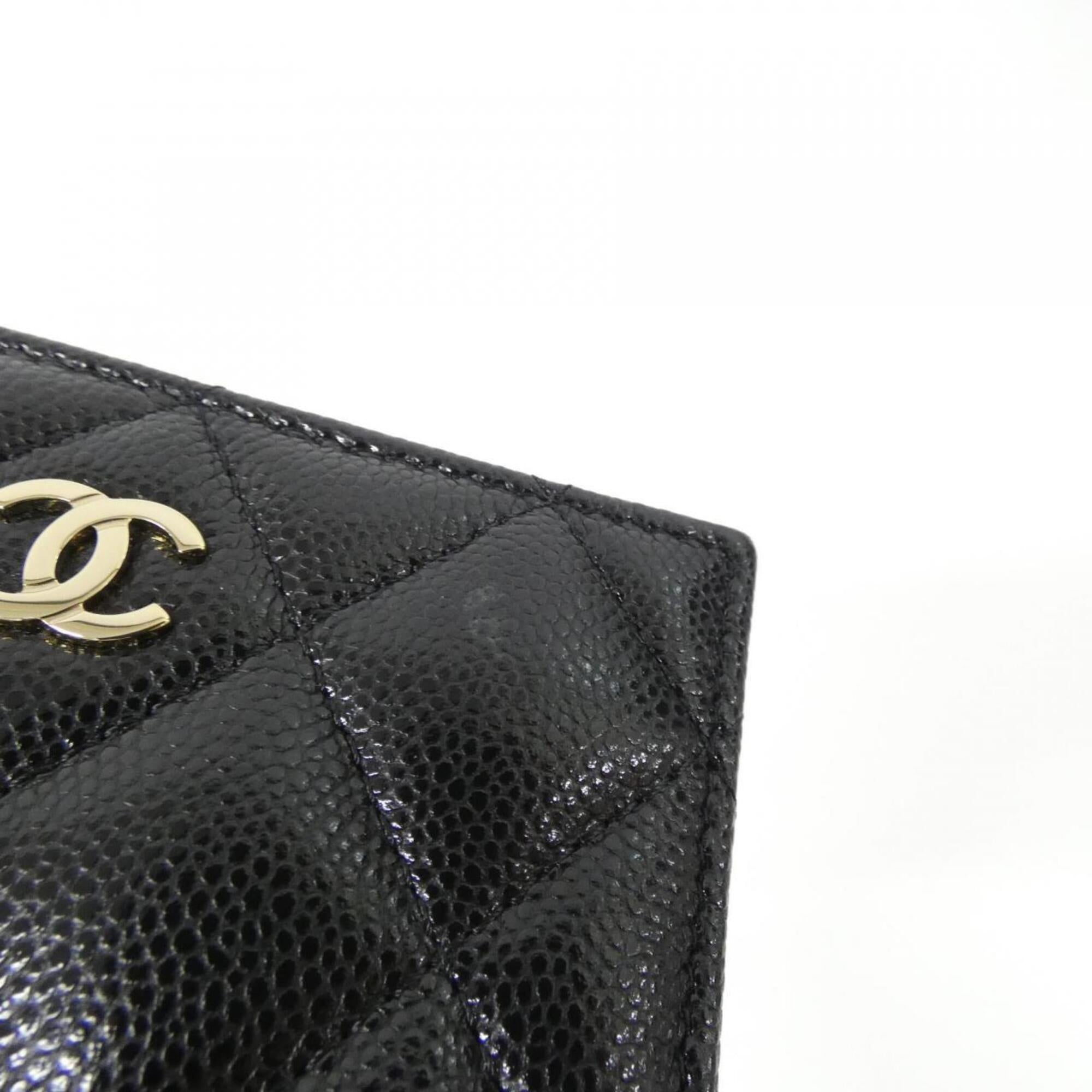 Chanel Black Grained Calfskin Wallet (Bi-Fold) (Pre-Owned)