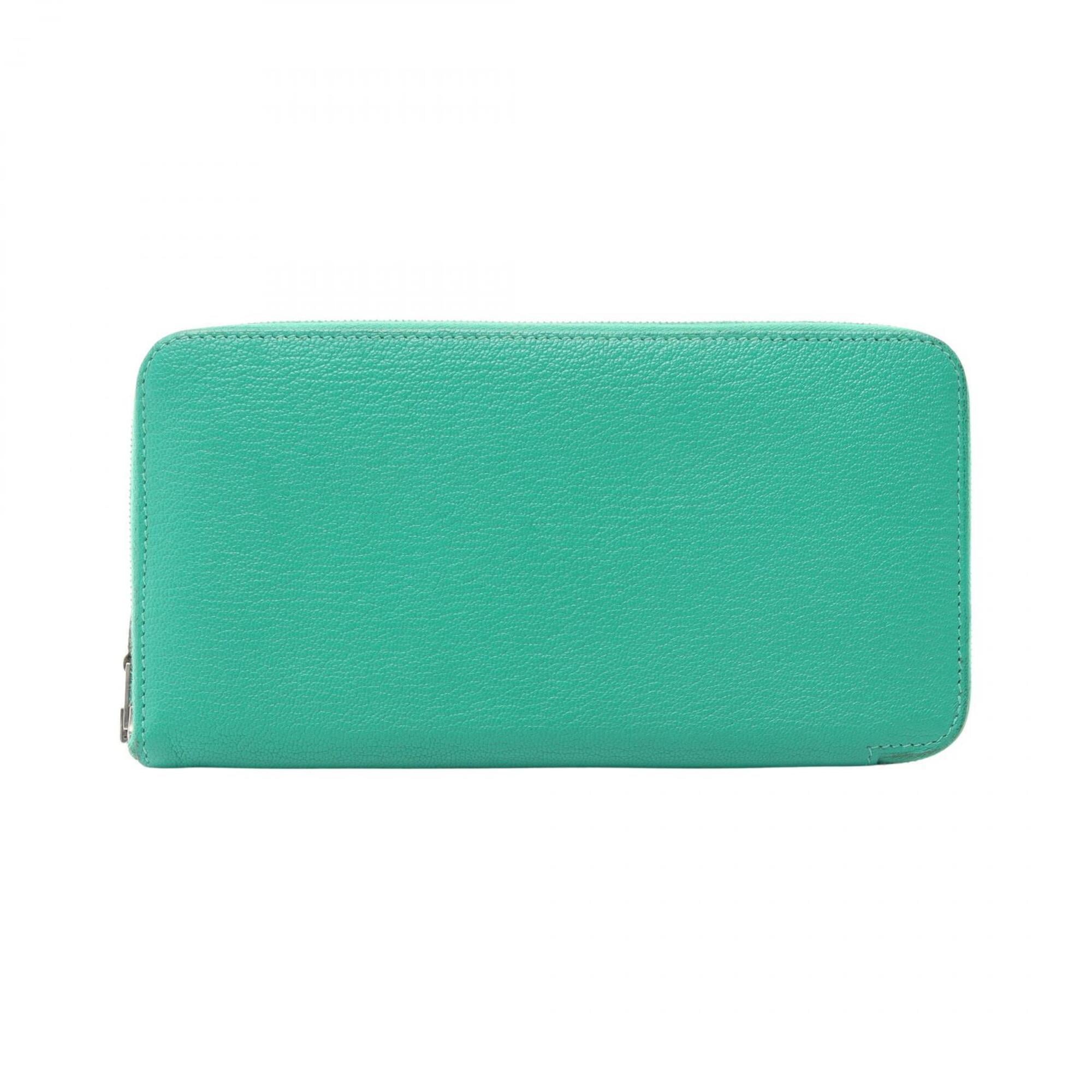 Hermes Green Mint Green Chevre Leather Long Wallet (Bi-Fold) (Pre-Owned)