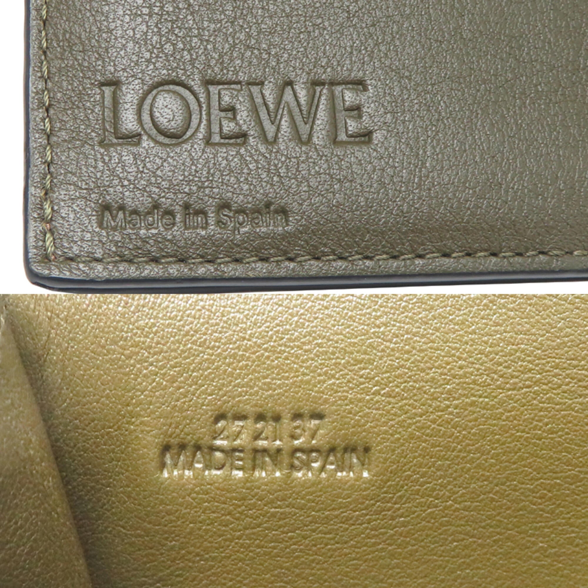 Loewe Beige Khaki Pink Leather Long Wallet (Bi-Fold) (Pre-Owned)