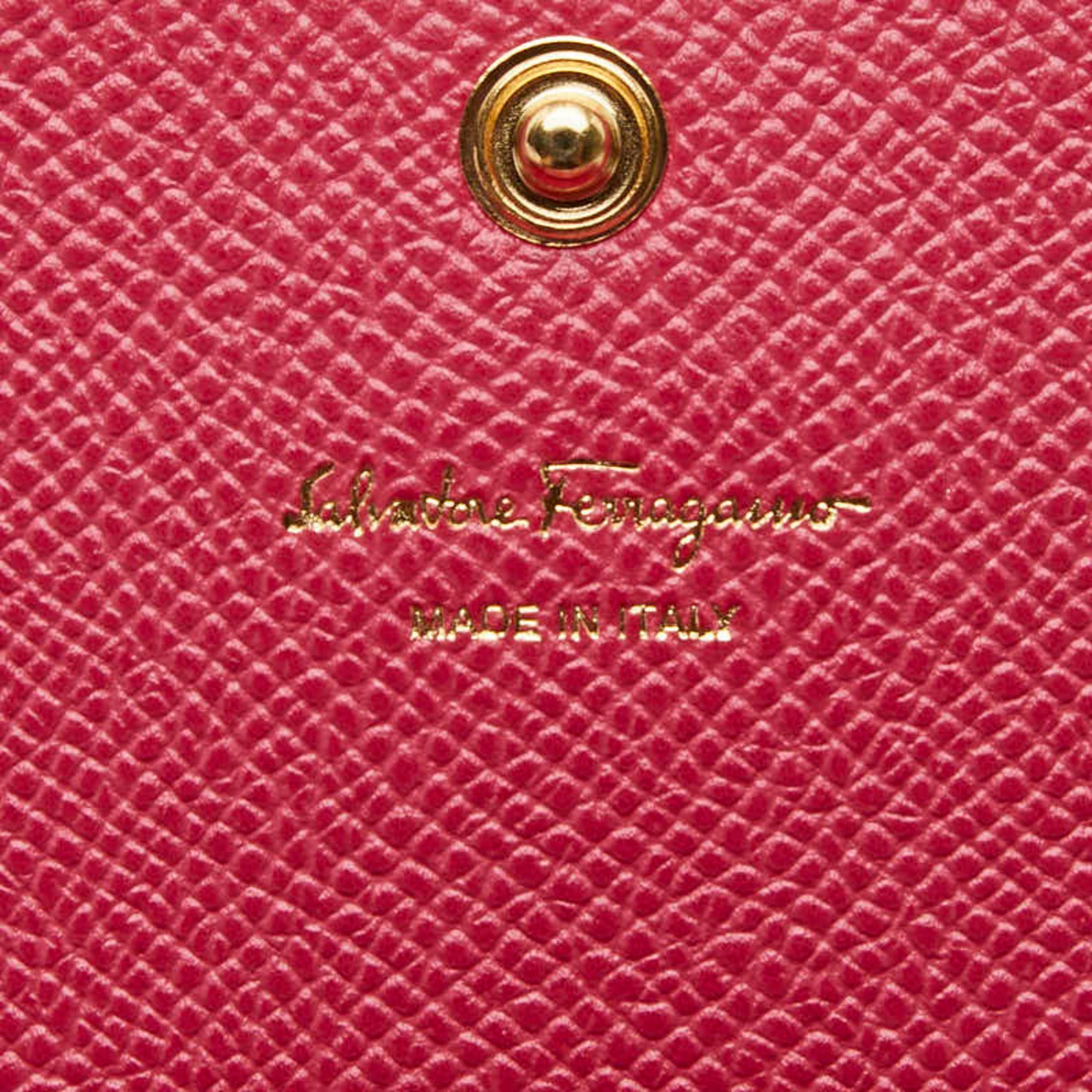 Salvatore Ferragamo Pink Leather Long Wallet (Bi-Fold) (Pre-Owned)