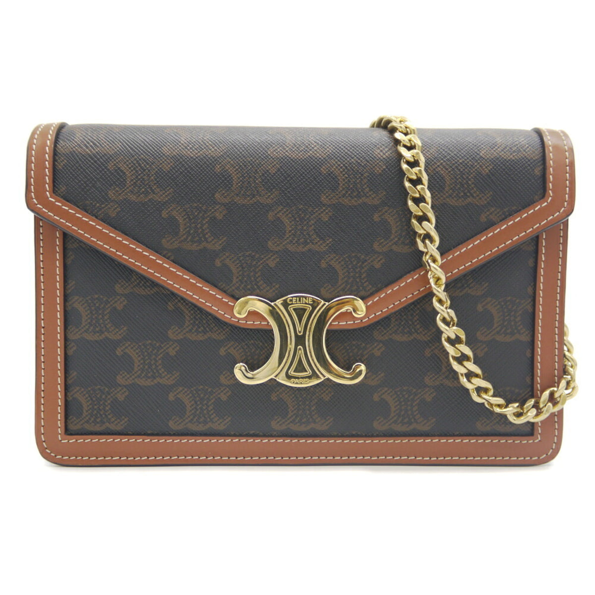 Celine Brown Canvas Leather Shoulder Bag (Pre-Owned)