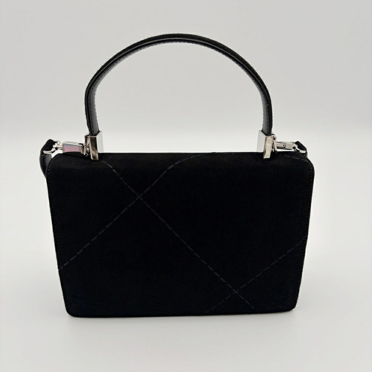 Salvatore Ferragamo Black Suede Handbag Shoulder Bag (Pre-Owned)