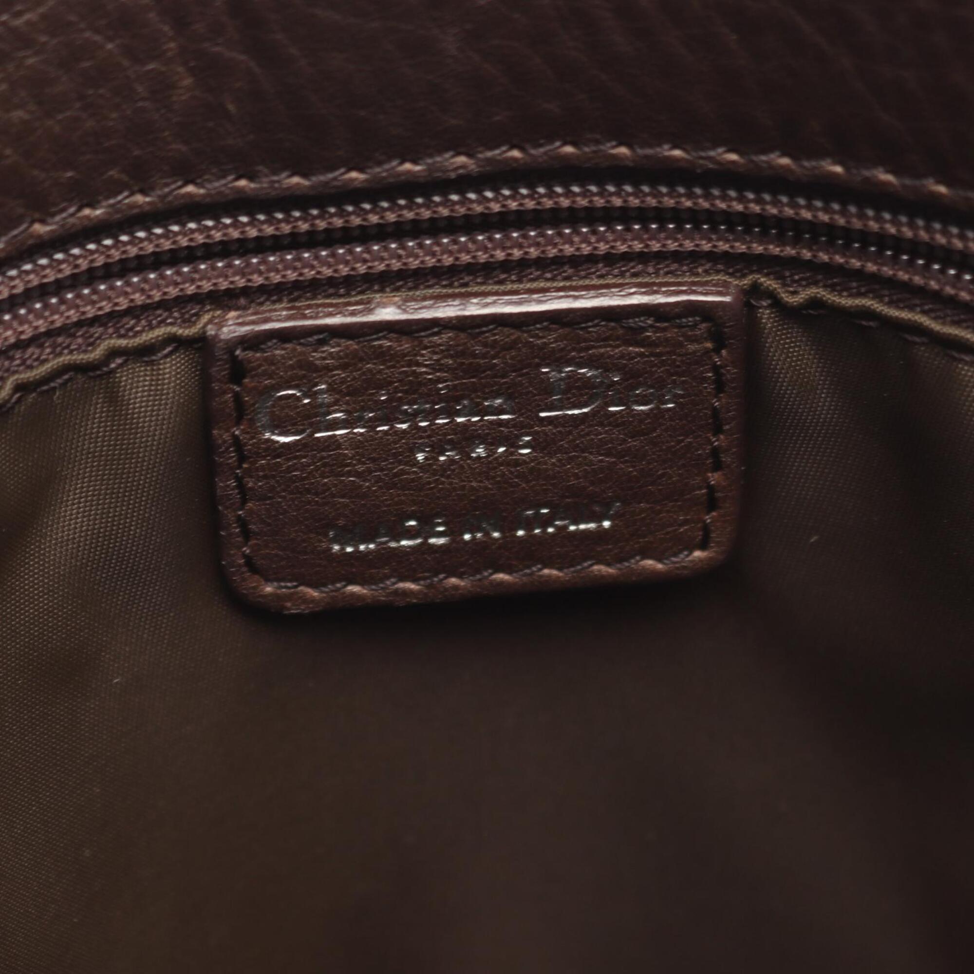 Christian Dior Brown Canvas Leather Handbag Tote Bag (Pre-Owned)