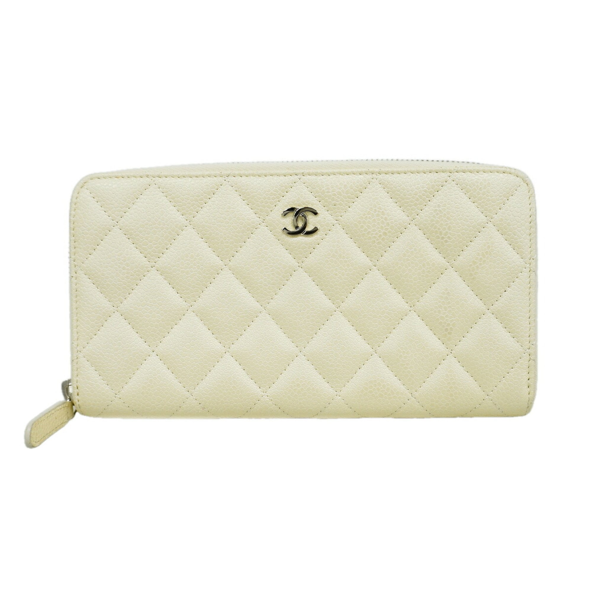Chanel Ivory Grained Calfskin Long Wallet (Bi-Fold) (Pre-Owned)