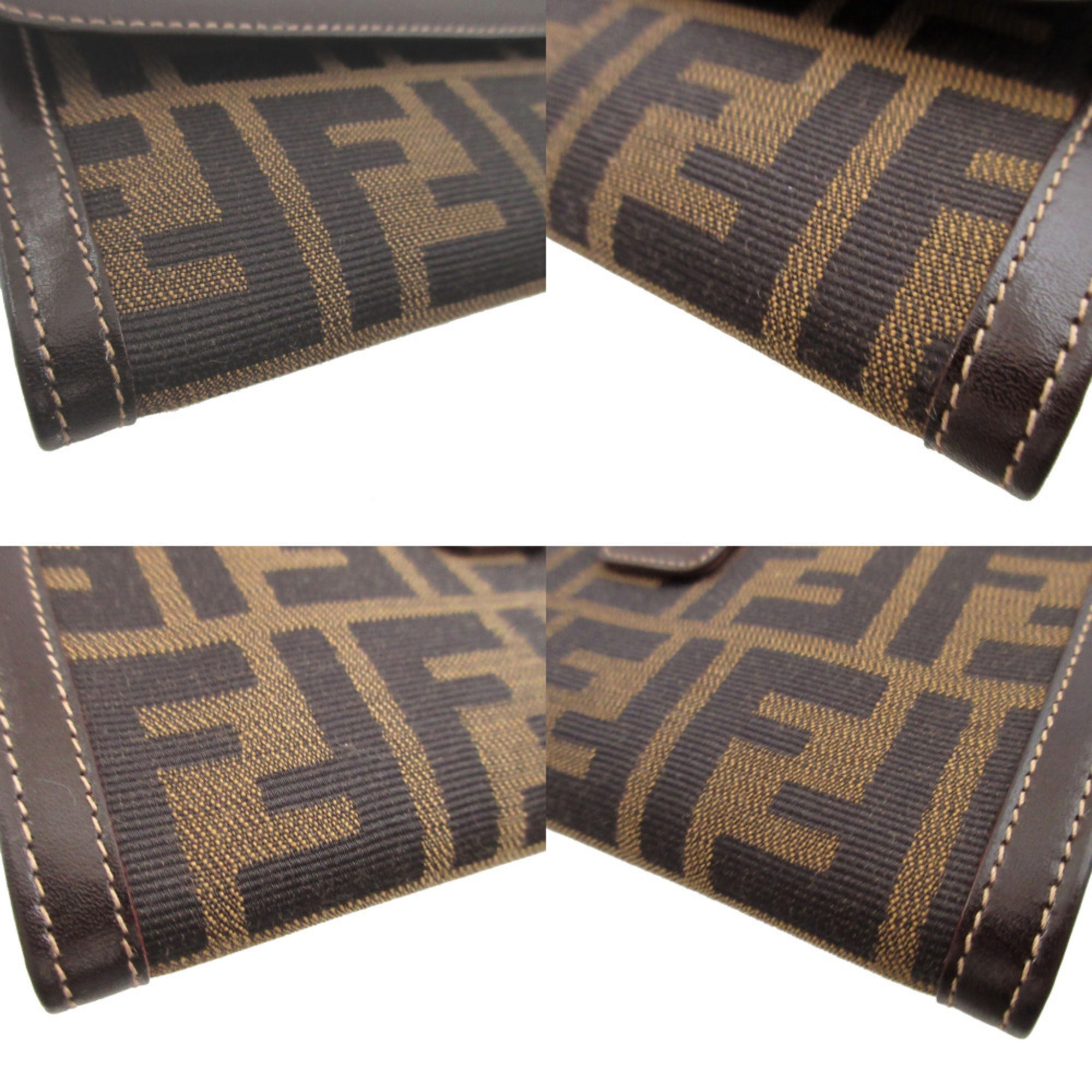 Fendi Brown Canvas Leather Long Wallet (Bi-Fold) (Pre-Owned)
