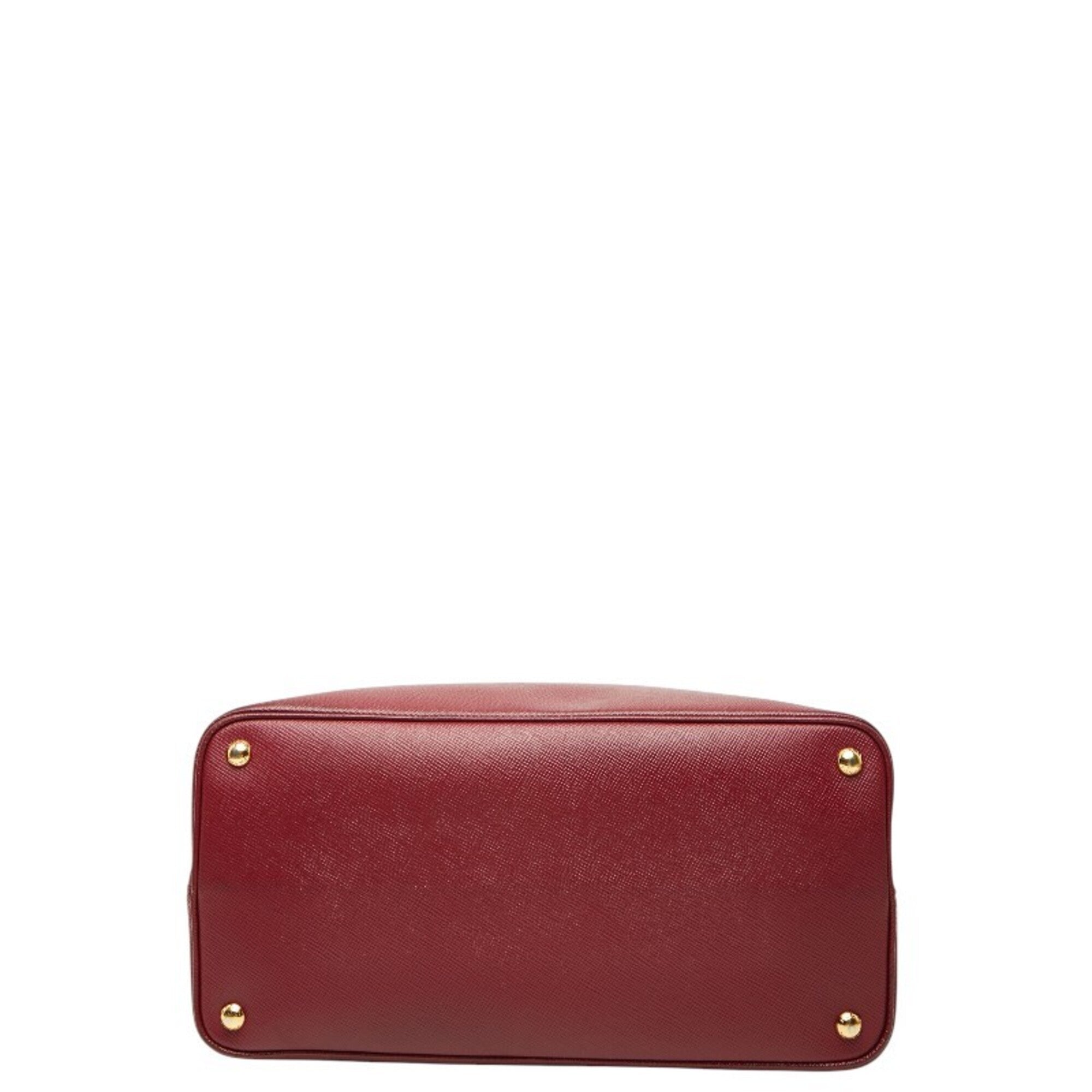 Prada Red Color Wine Leather Handbag Tote Bag (Pre-Owned)