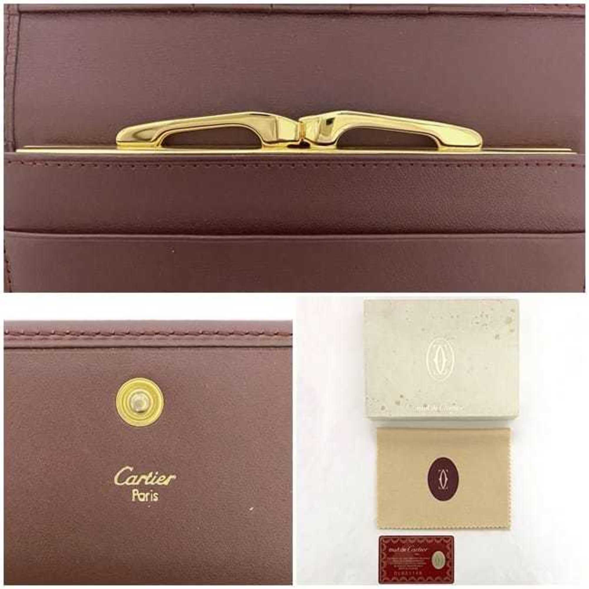Cartier Bordeaux Leather Wallet (Tri-Fold) (Pre-Owned)