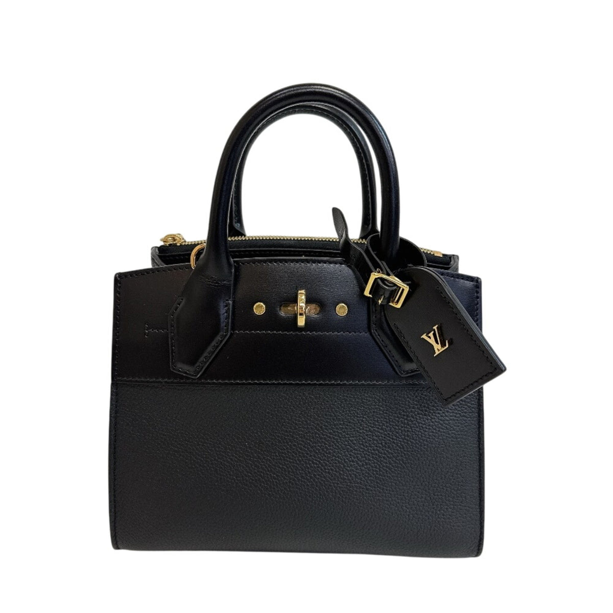 Louis Vuitton Black Leather Handbag Shoulder Bag (Pre-Owned)