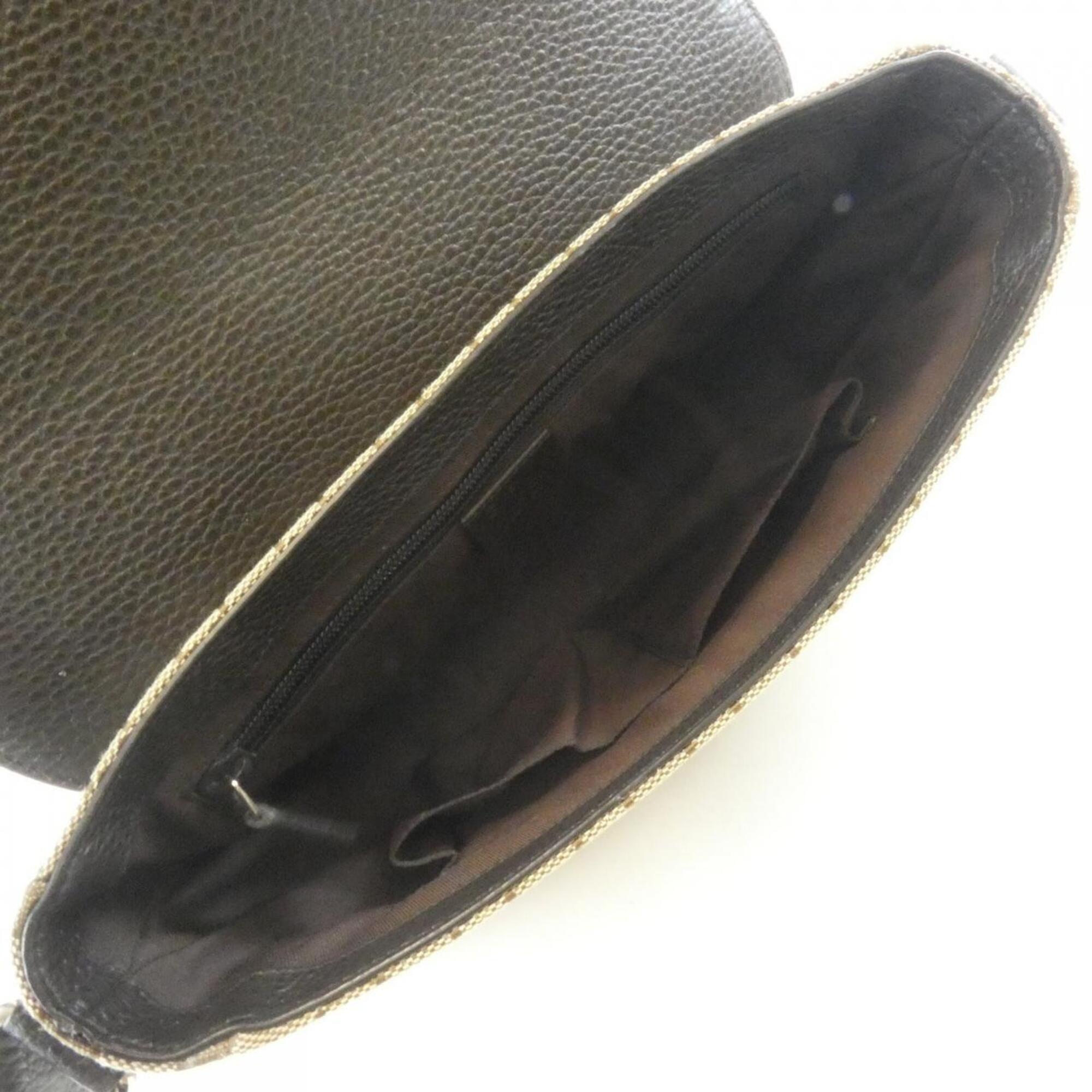 Gucci Gg Canvas Beige Brown Gg Canvas Leather Shoulder Bag (Pre-Owned)