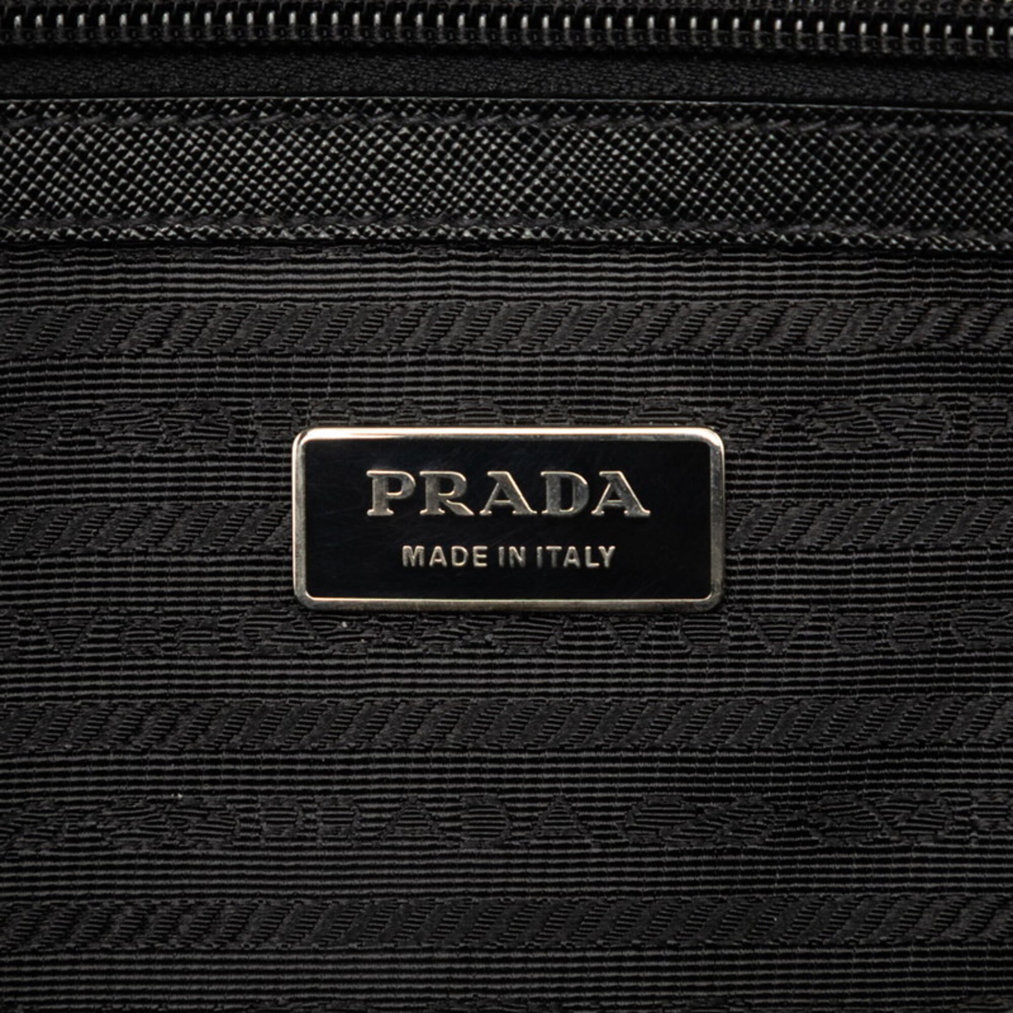 Prada Black Nylon Leather Briefcase (Pre-Owned)