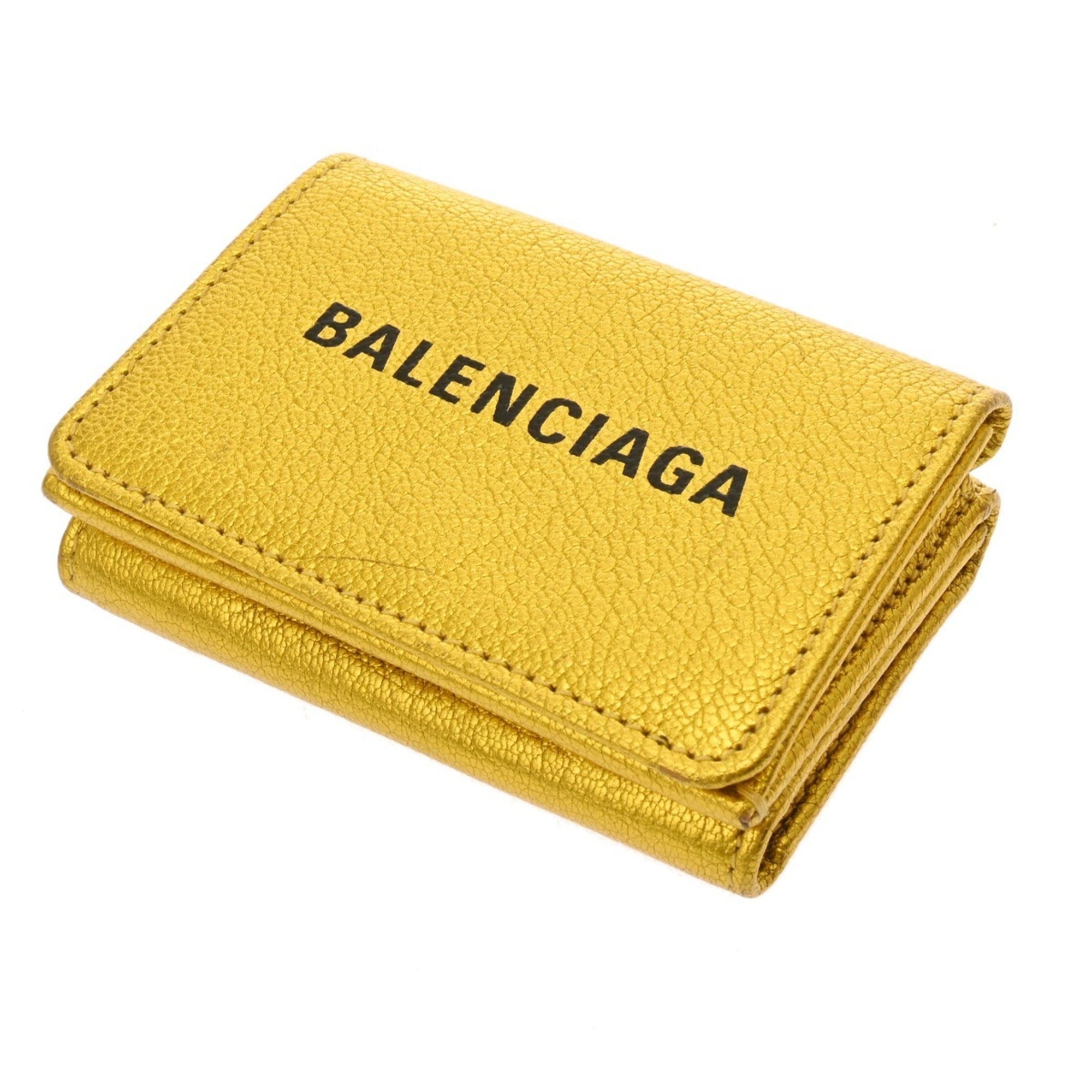 Balenciaga Metallic Gold Leather Wallet (Tri-Fold) (Pre-Owned)