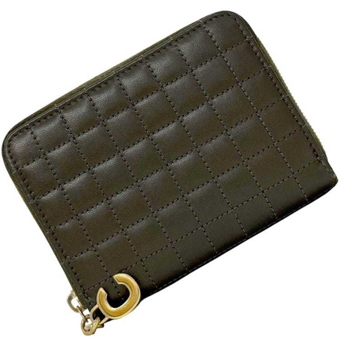 Celine Green Khaki Leather Coin Purse/Coin Case (Pre-Owned)