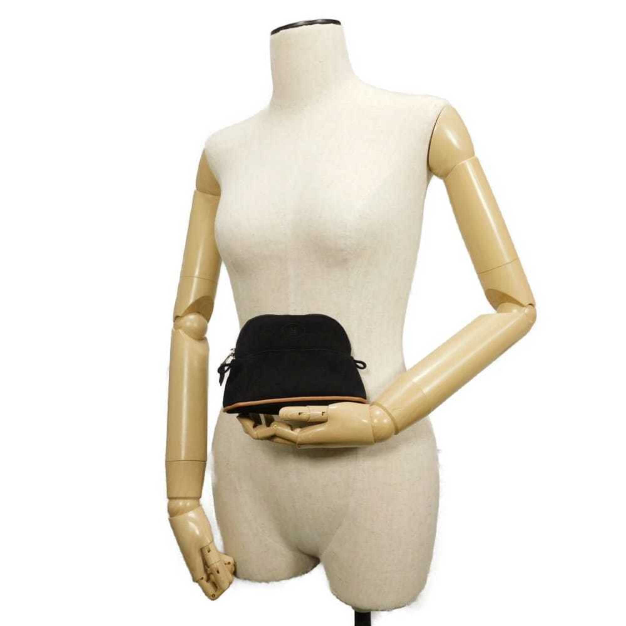 Hermes Black Orange Cotton Clutch Bag Pouch (Pre-Owned)