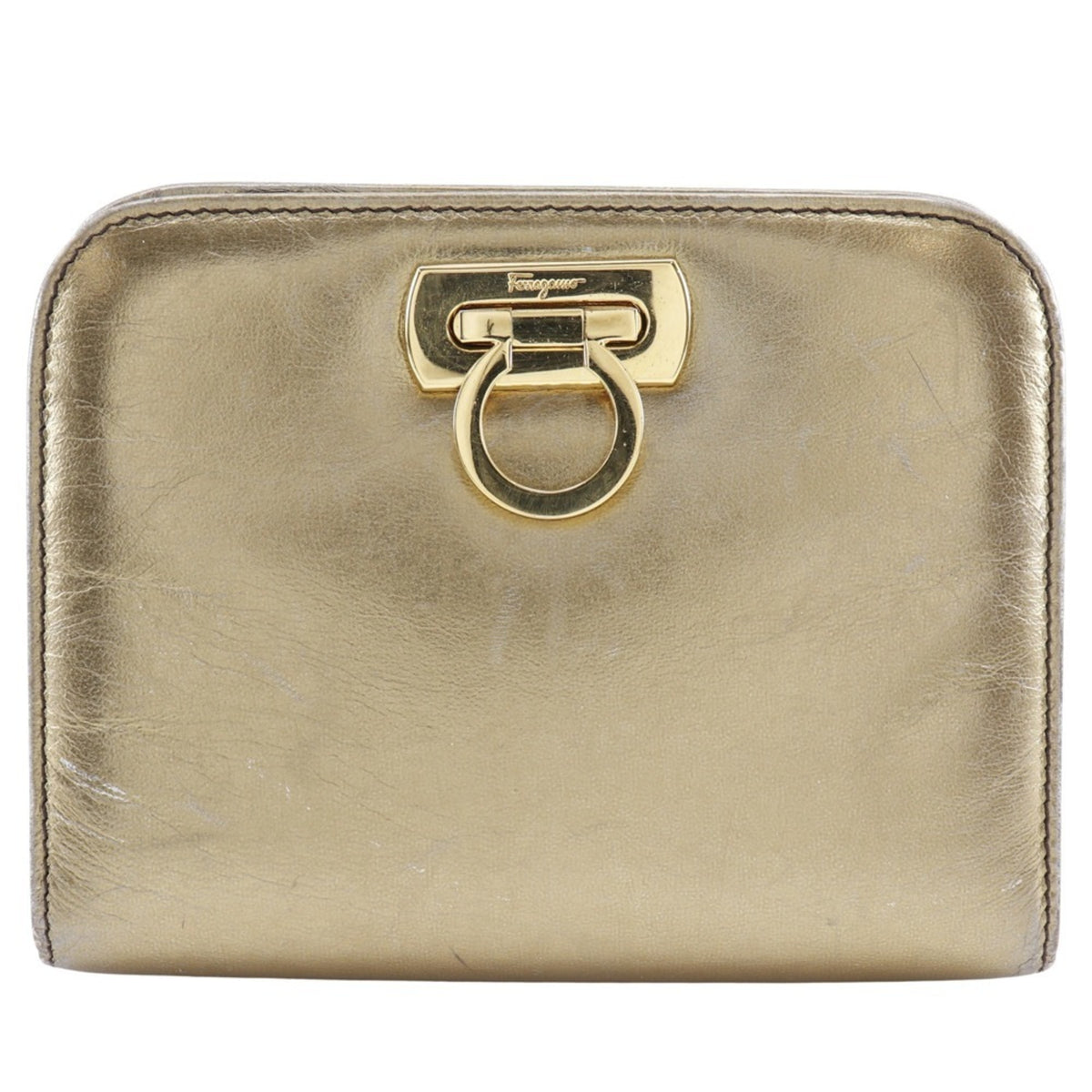 Salvatore Ferragamo Gold Leather Shoulder Bag (Pre-Owned)