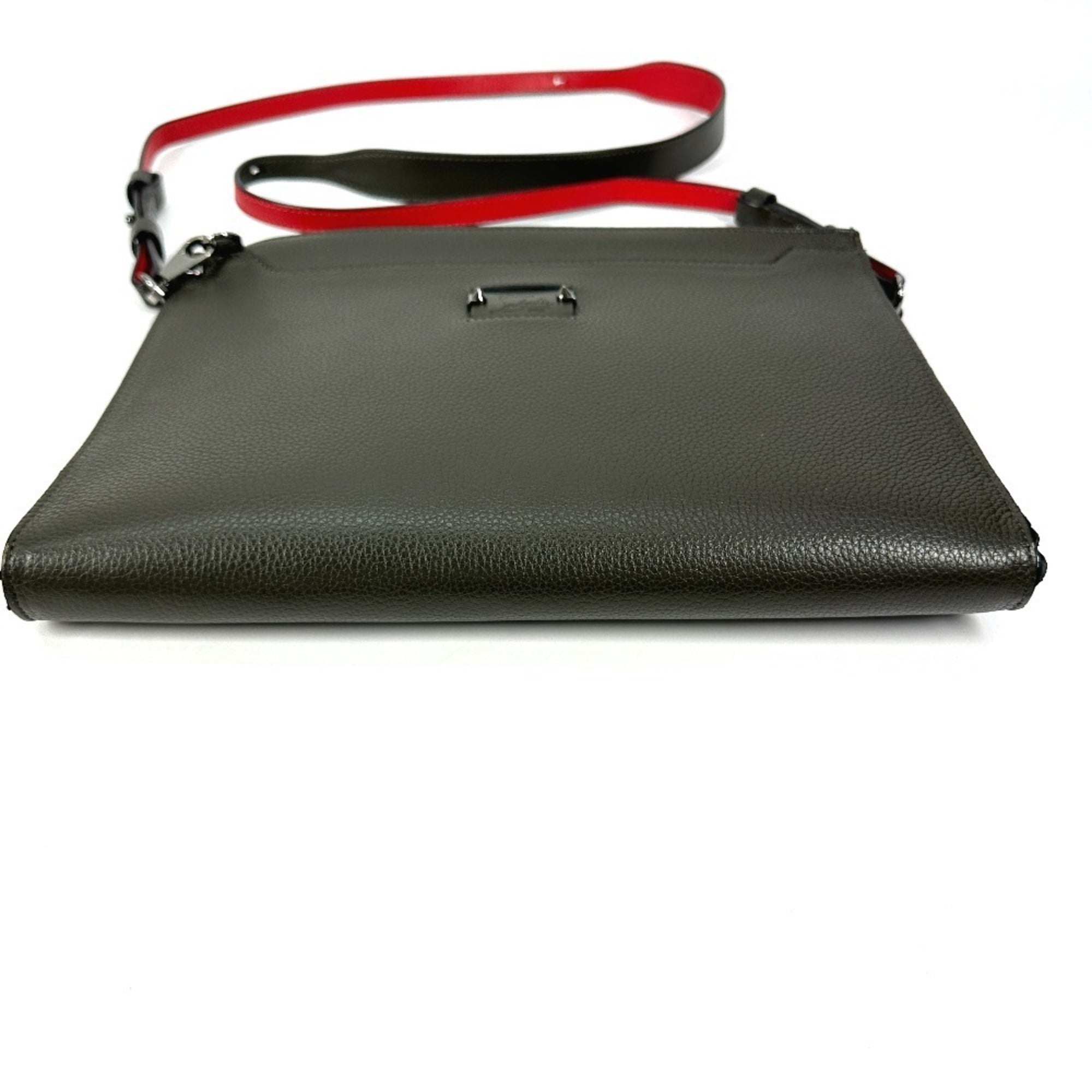 Christian Louboutin Khaki Leather Clutch Bag Shoulder Bag (Pre-Owned)