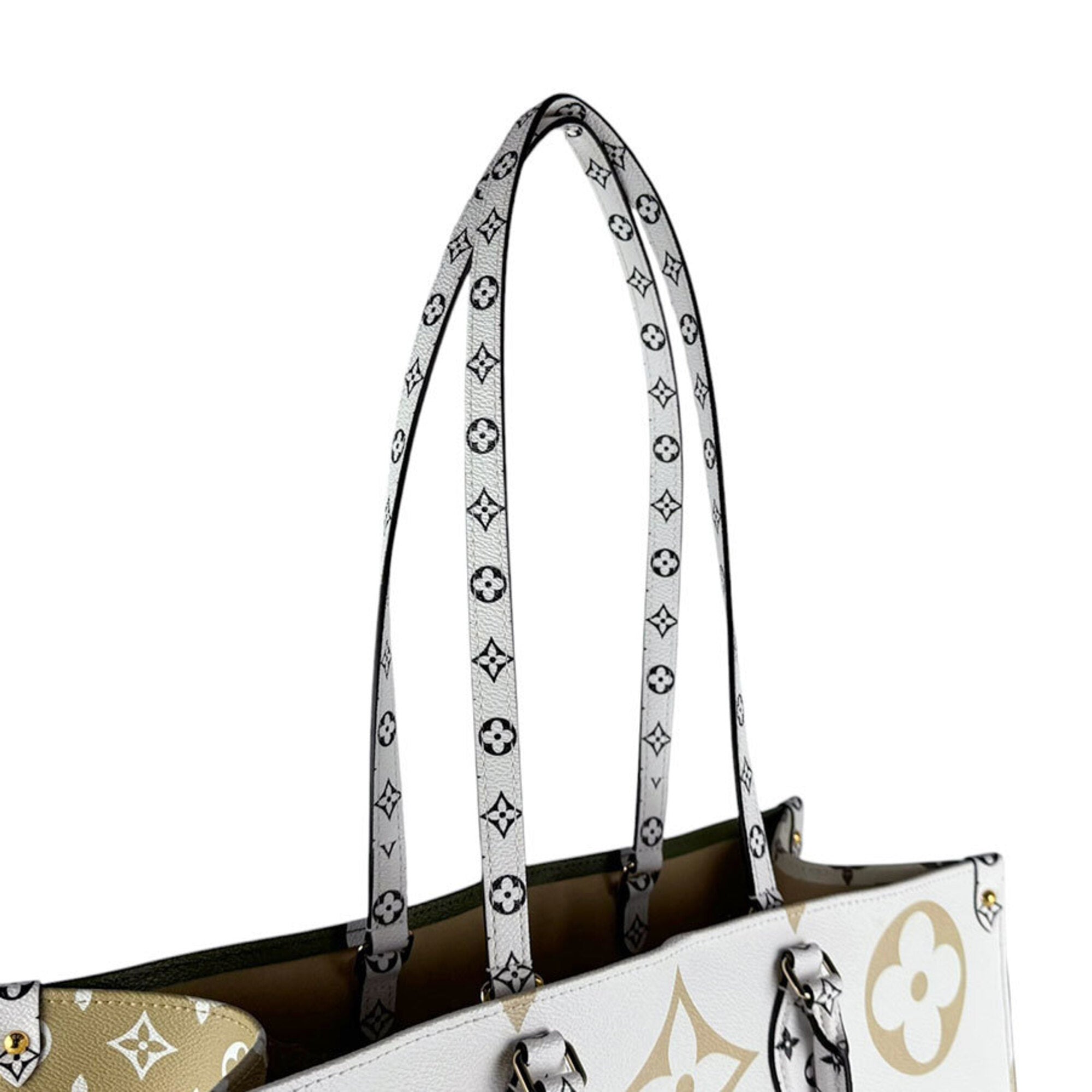 Louis Vuitton Beige Khaki White Pvc Handbag Shoulder Bag (Pre-Owned)