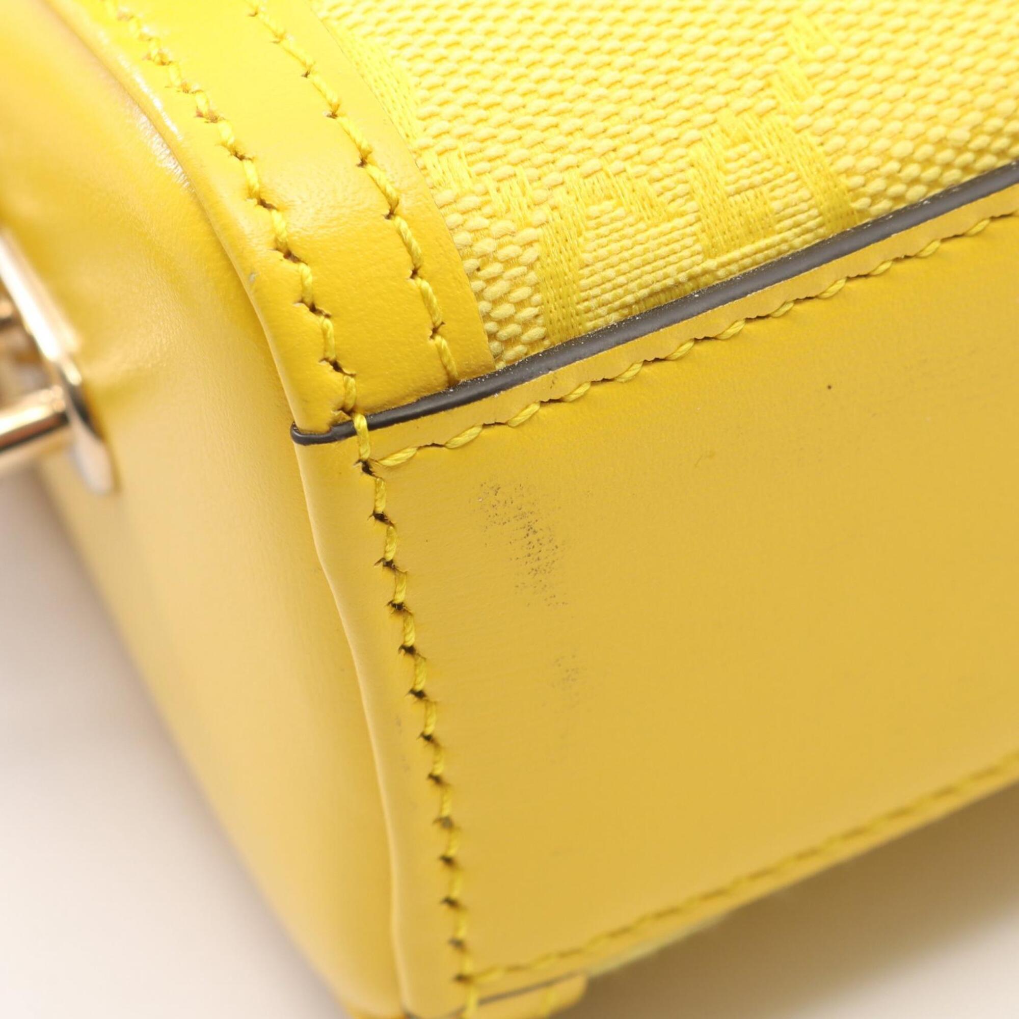 Gucci Yellow Canvas Leather Handbag Shoulder Bag (Pre-Owned)