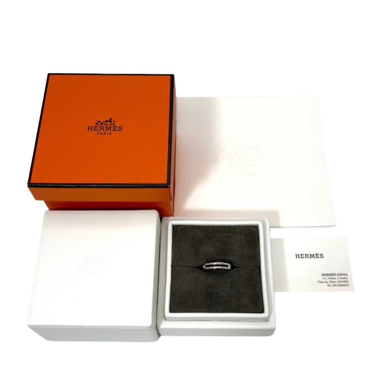 Hermes White Gold White Gold (18K) Band Ring (Pre-Owned)