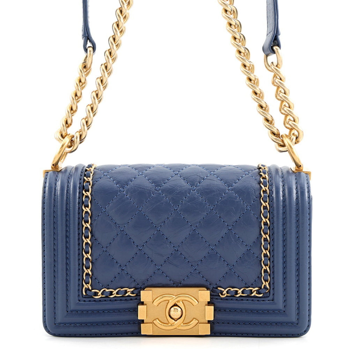 Chanel Blue Leather Handbag Shoulder Bag (Pre-Owned)