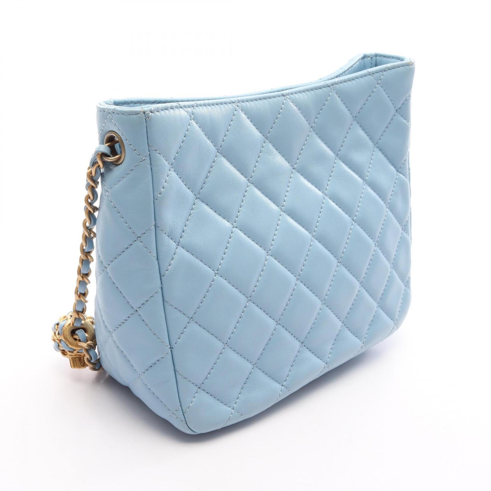 Chanel Blue Leather Handbag Shoulder Bag (Pre-Owned)