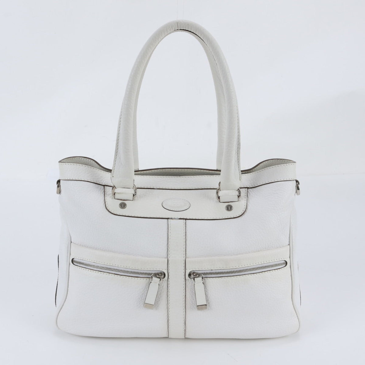 Tod's White Leather Handbag Shoulder Bag Tote Bag (Pre-Owned)