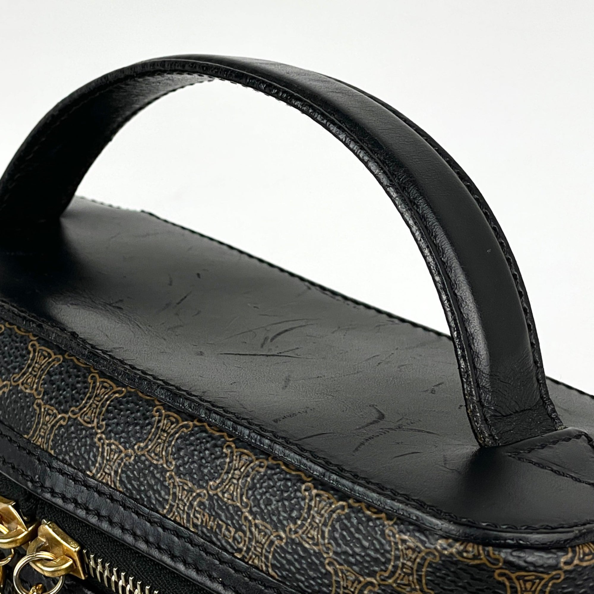 Celine Black Brown Coated Canvas Pouch Vanity Bag (Pre-Owned)