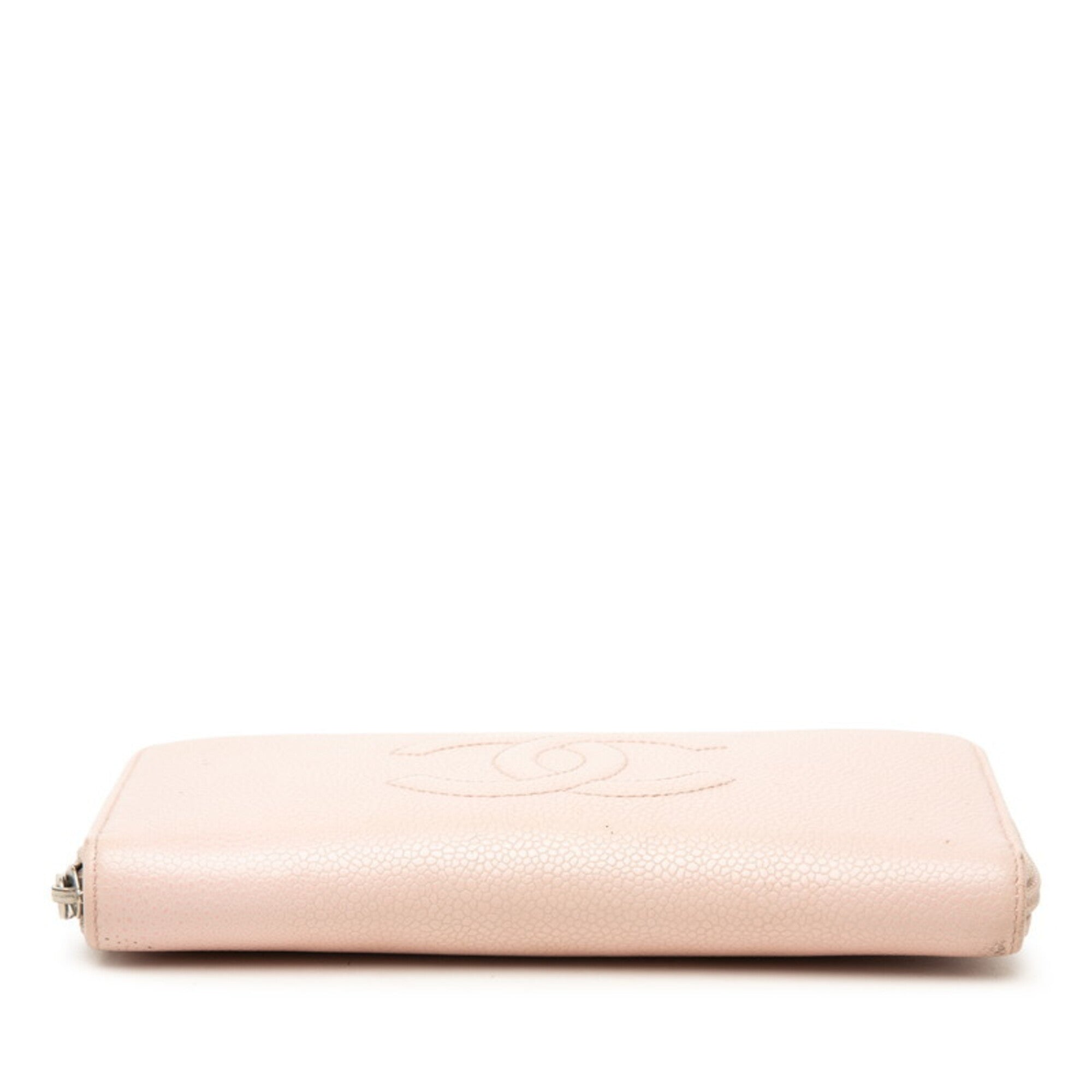 Chanel Pink Grained Calfskin Long Wallet (Bi-Fold) (Pre-Owned)