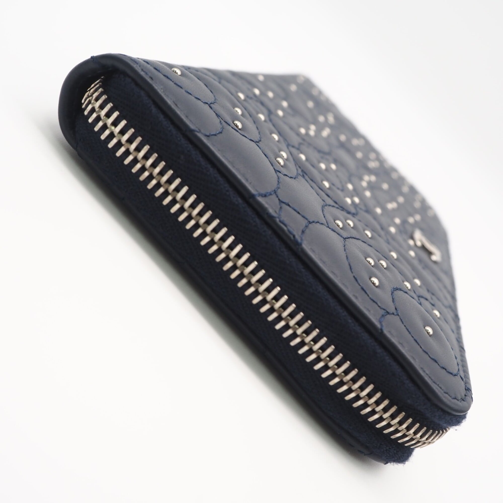 Chanel Camellia Navy Leather Long Wallet (Bi-Fold) (Pre-Owned)
