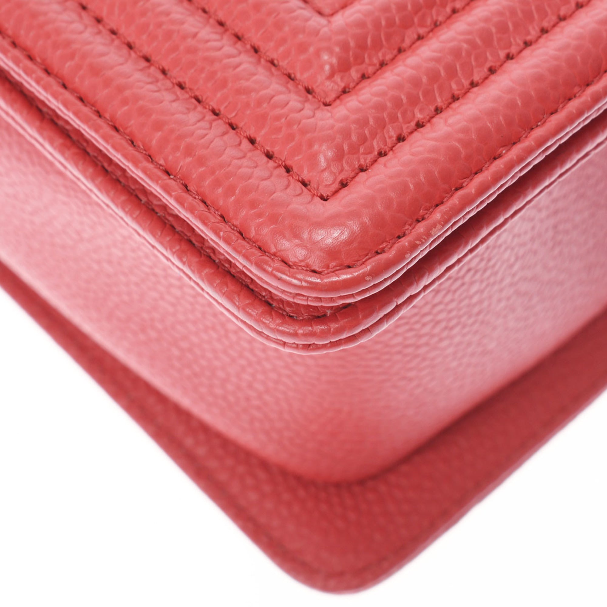 Chanel Red Color Caviar Leather Shoulder Bag (Pre-Owned)