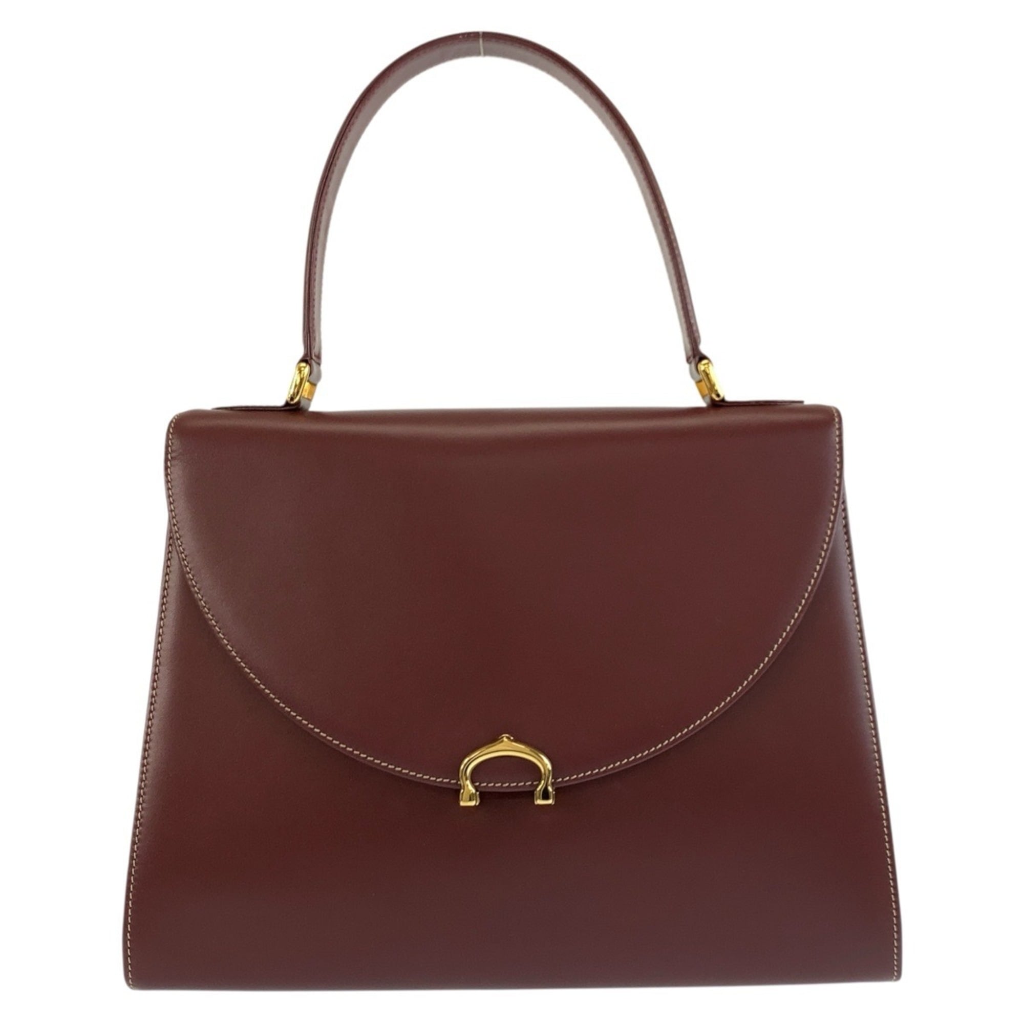 Cartier Bordeaux Leather Handbag (Pre-Owned)