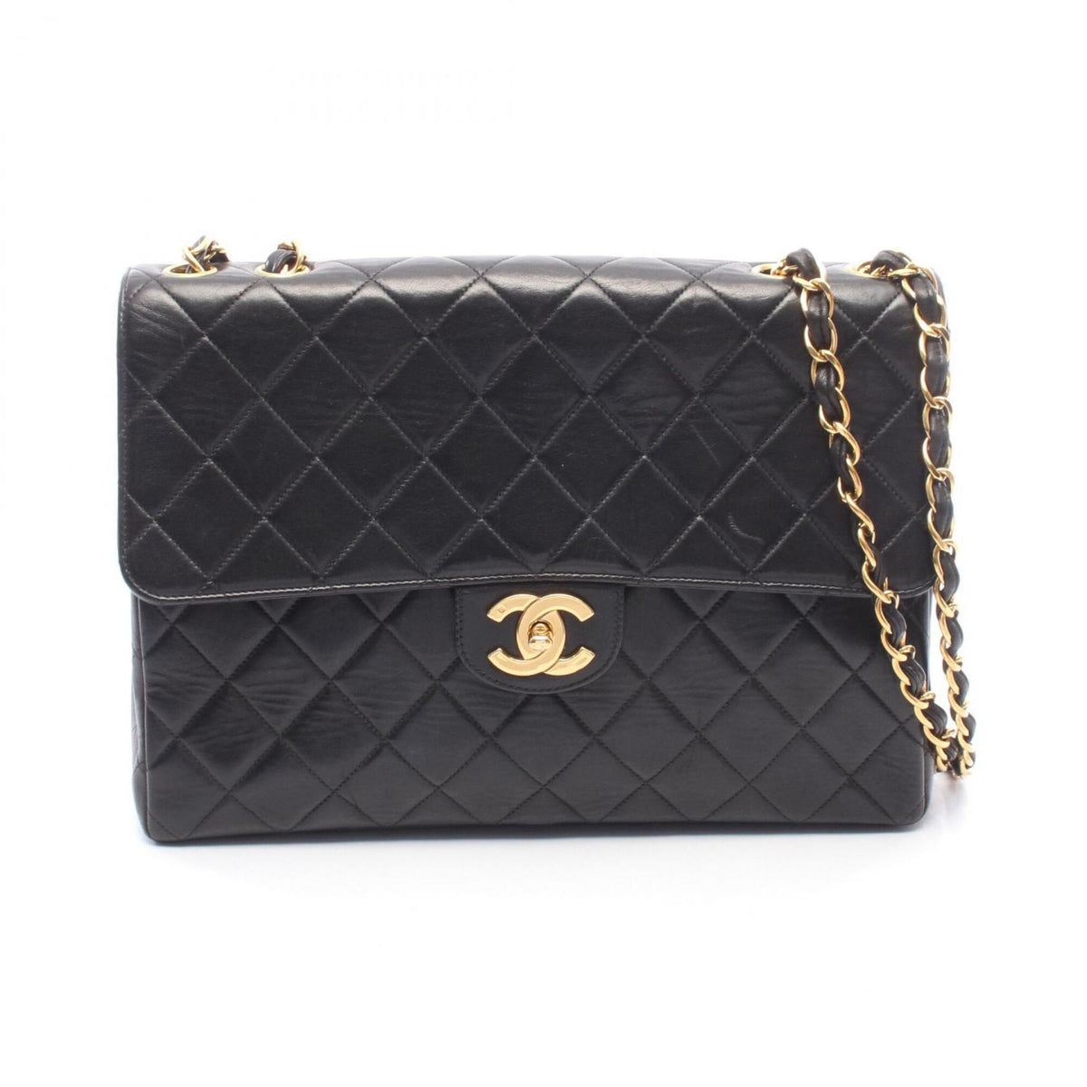 Chanel Black Leather Handbag Shoulder Bag (Pre-Owned)