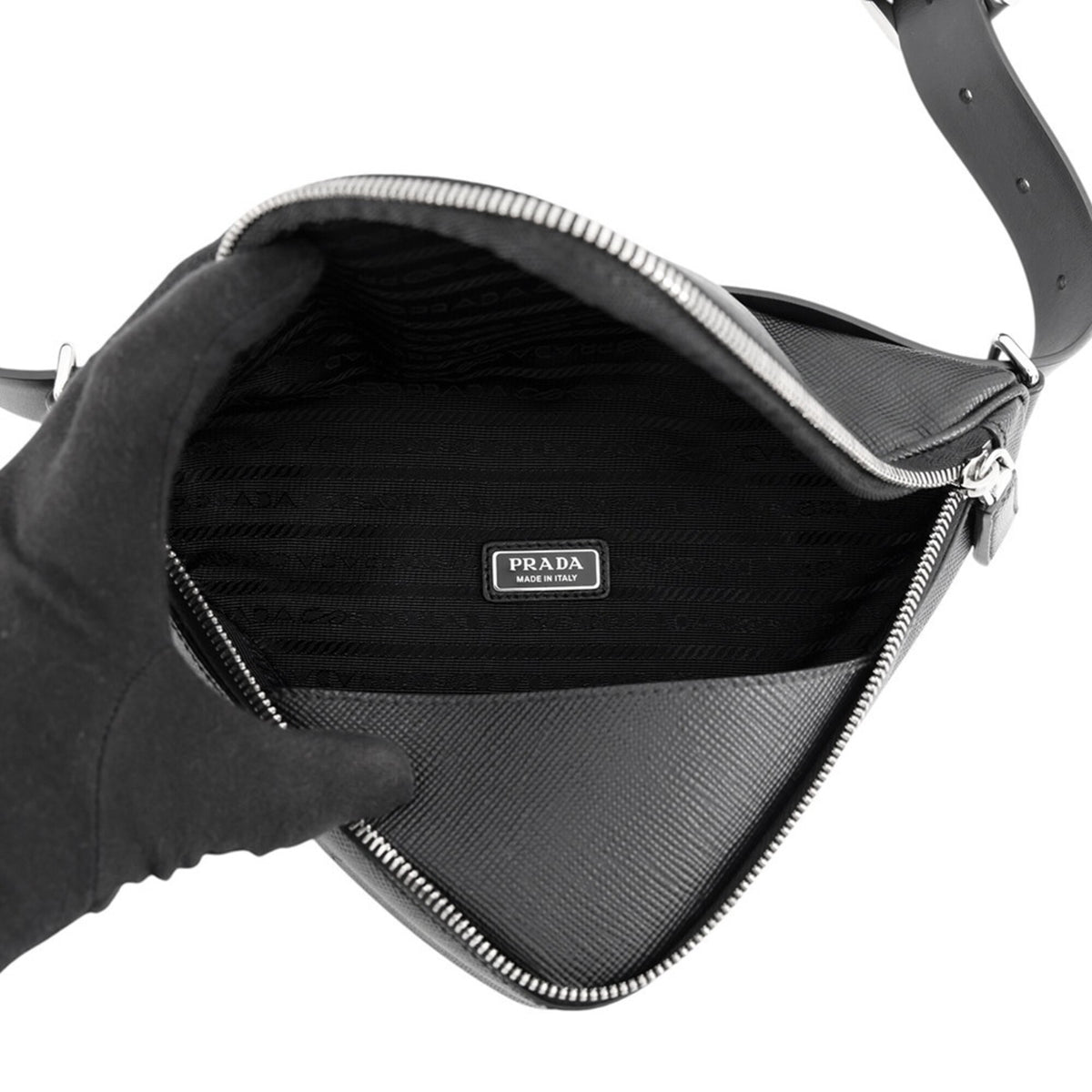 Prada Black Leather Handbag Shoulder Bag Sling Bag (Pre-Owned)