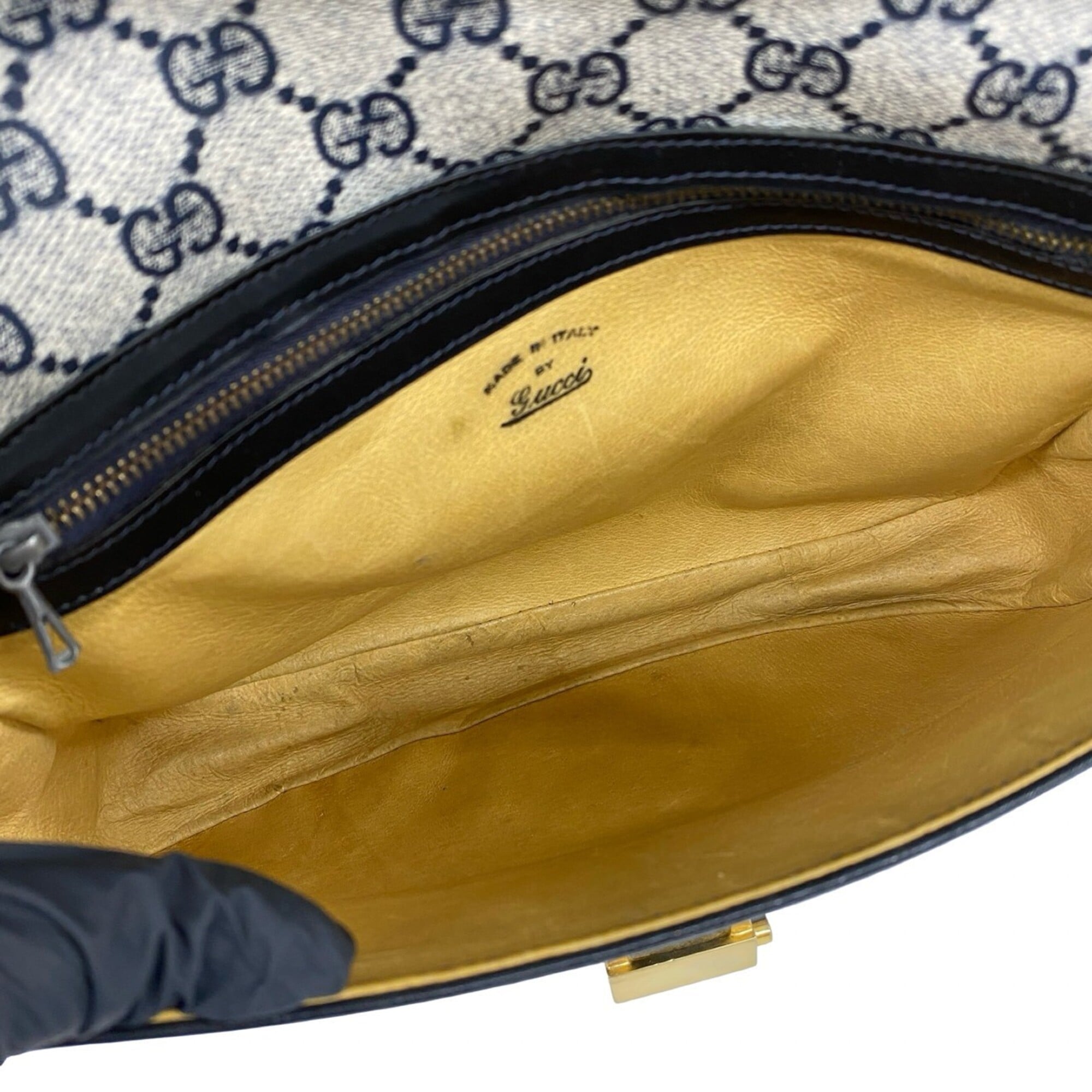 Gucci Navy Red Color Leather Pvc Pochette Shoulder Bag (Pre-Owned)