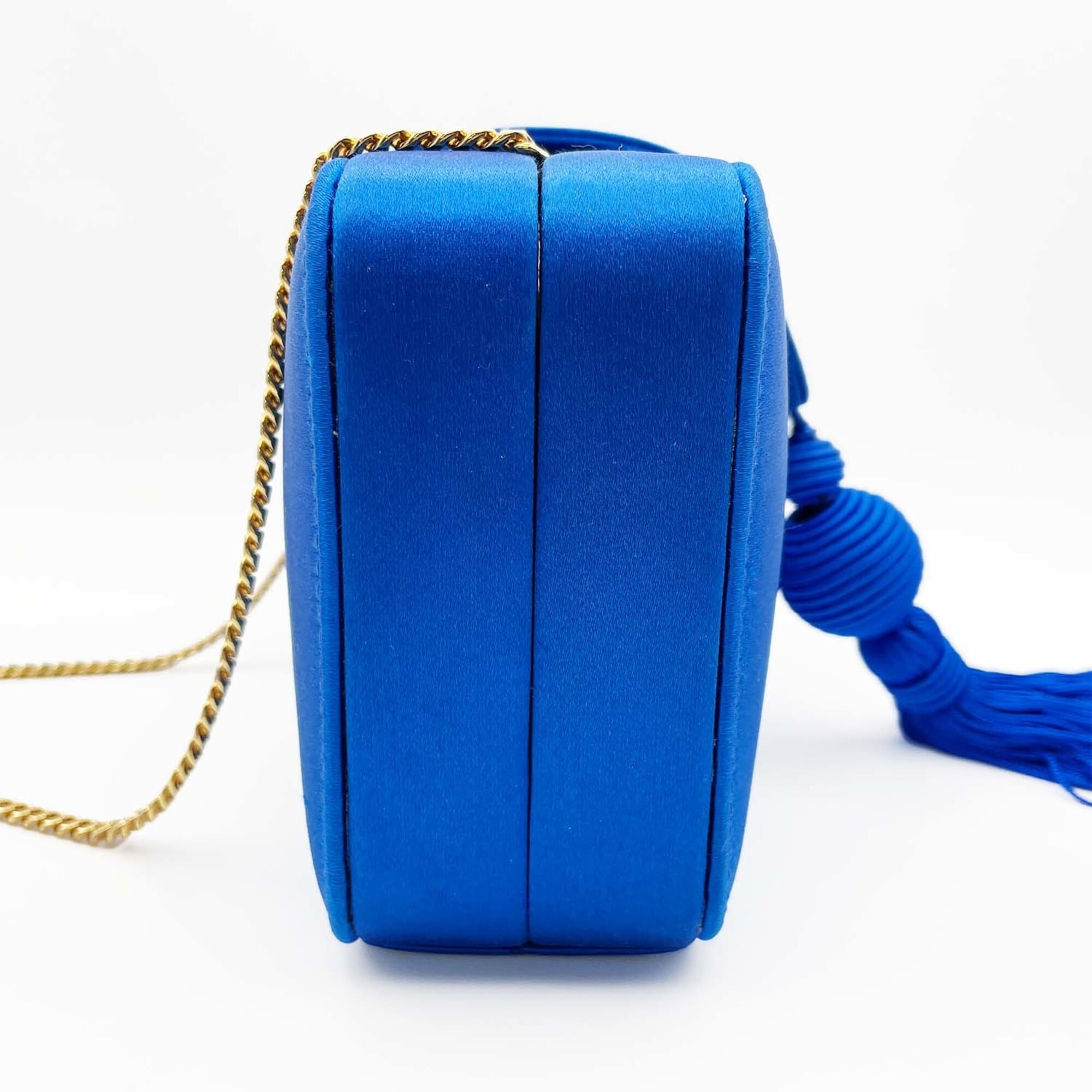 Loewe Blue Satin Clutch Bag Shoulder Bag (Pre-Owned)