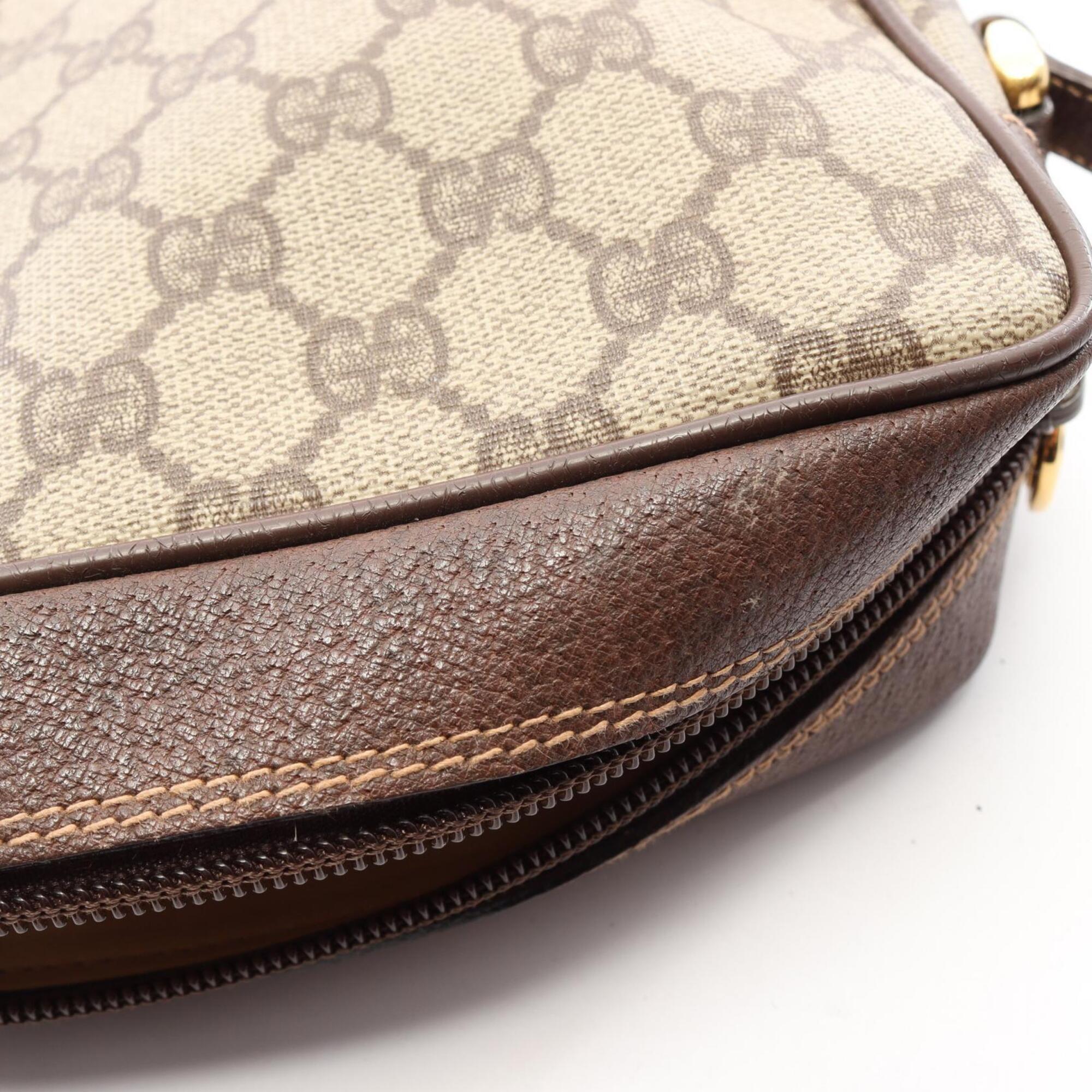 Gucci Beige Brown Multi-Color Pvc Coated Canvas Leather Handbag Shoulder Bag (Pre-Owned)
