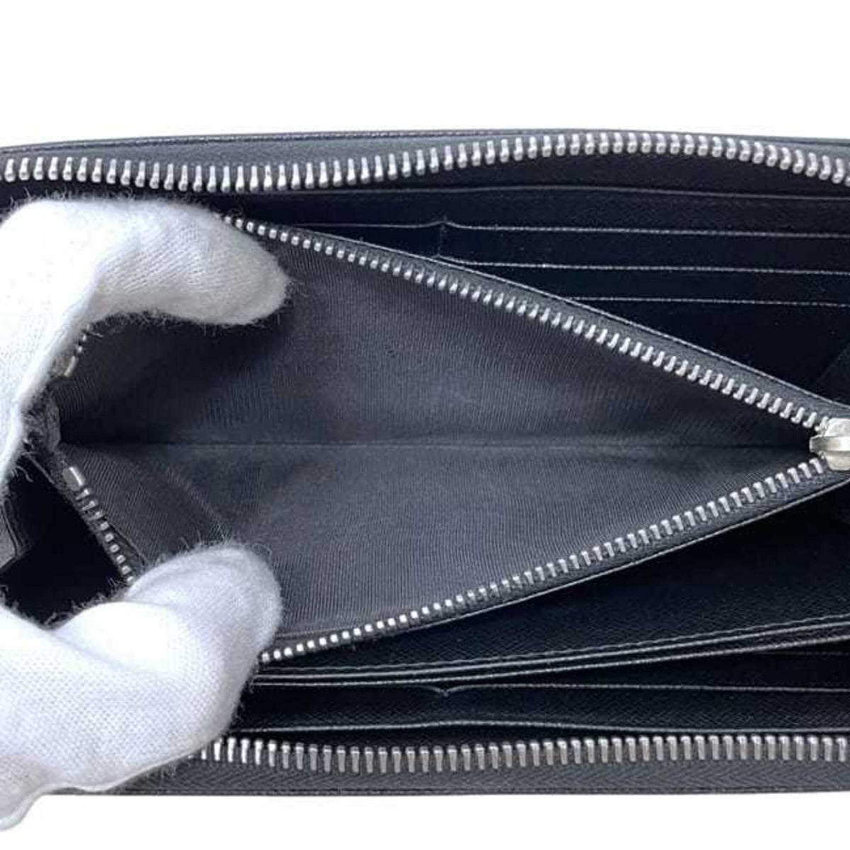 Prada Saffiano Black Nero Leather Long Wallet (Bi-Fold) (Pre-Owned)