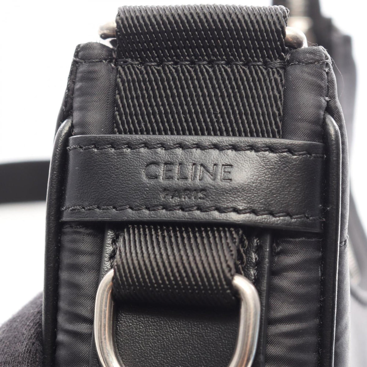 Celine Black Nylon Leather Handbag Shoulder Bag (Pre-Owned)