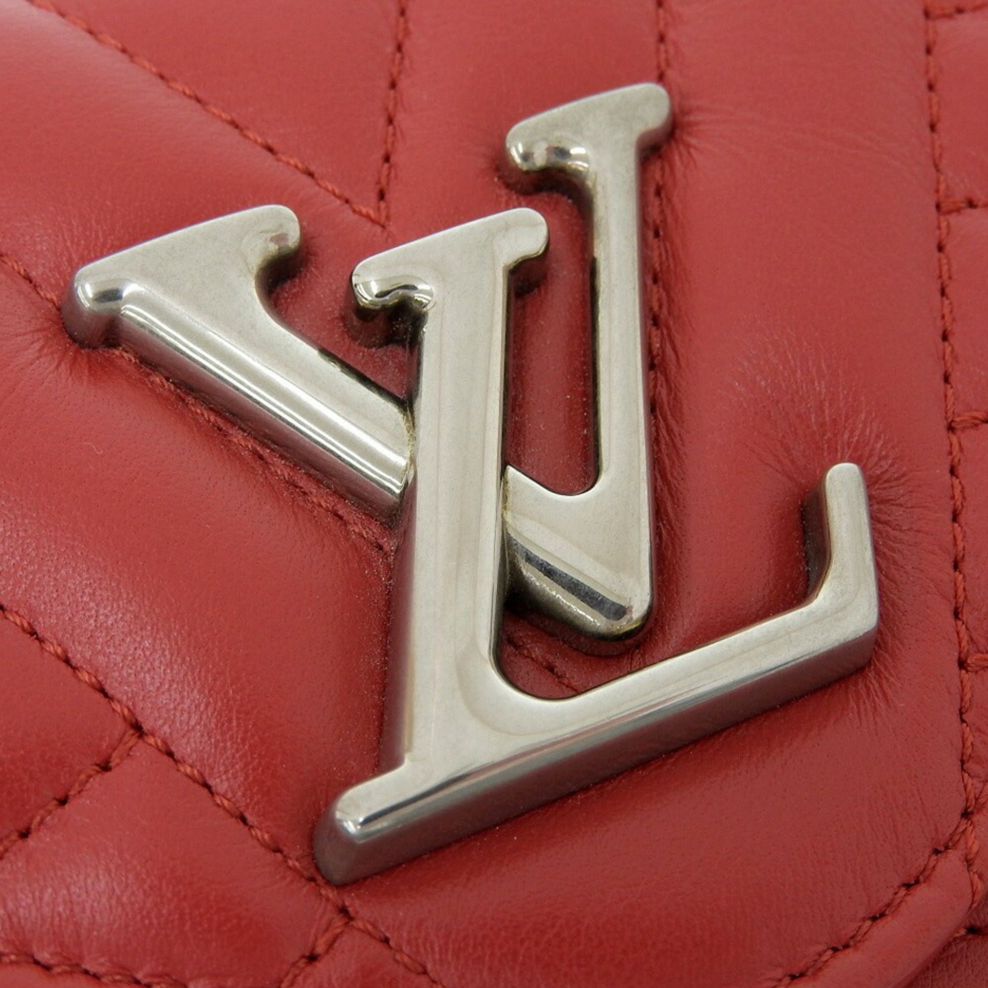 Louis Vuitton Red Color Leather Long Wallet (Bi-Fold) (Pre-Owned)