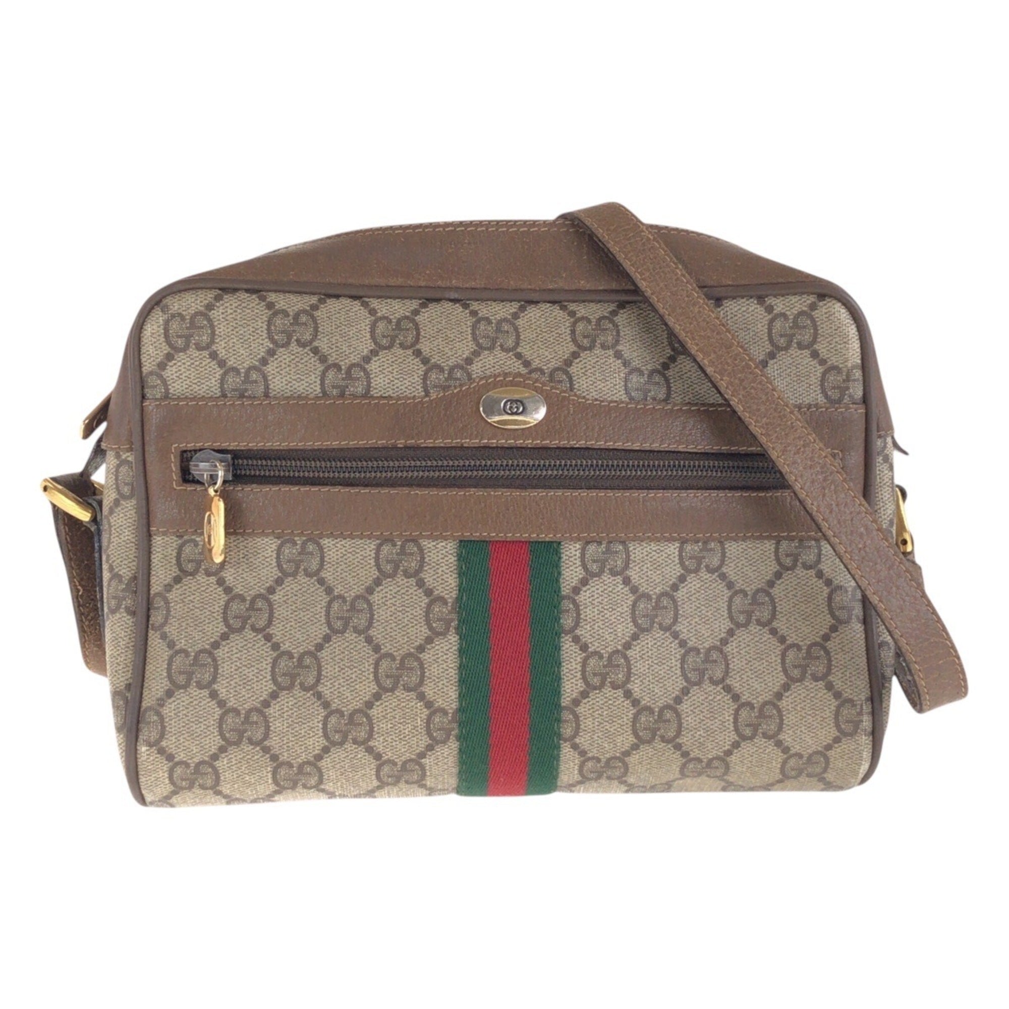 Gucci Beige Brown Gg Supreme Leather Shoulder Bag (Pre-Owned)