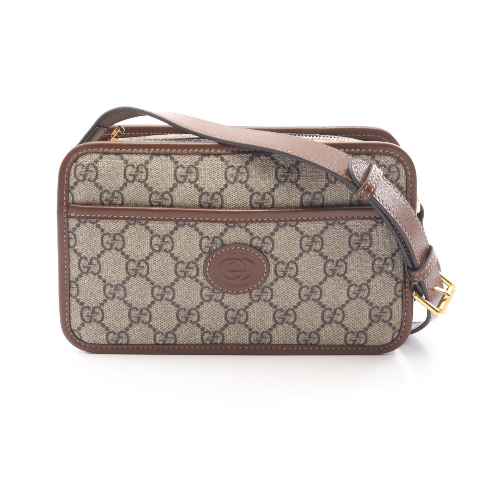 Gucci Beige Brown Coated Canvas Leather Handbag Shoulder Bag (Pre-Owned)